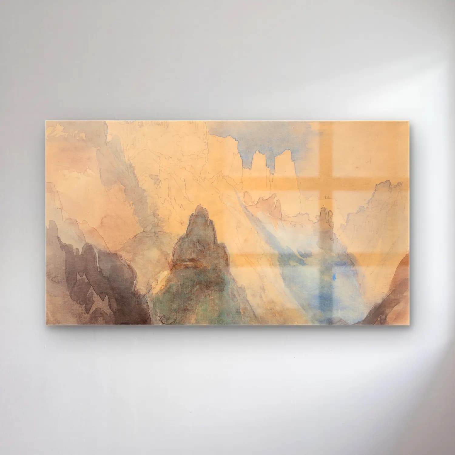 Thomas Moran – From the Top of Great Fall, Yellowstone cam tablo — Thomas Moran – From the Top of Great Fall, Yellowstone — suluboya dağ manzarası