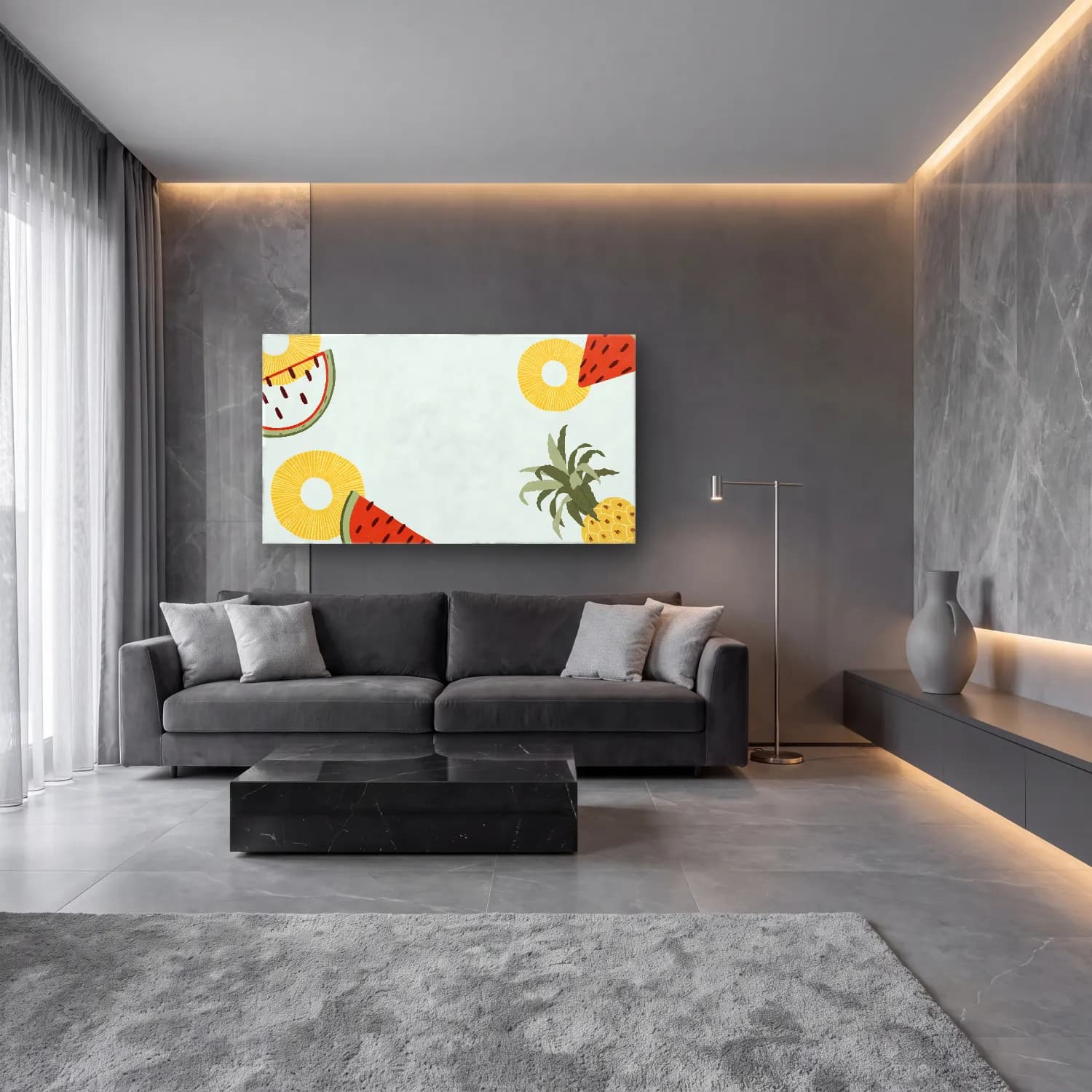Pastel Sebzeler – Turuncu Tonlar cam tablo — lüks salon duvarında