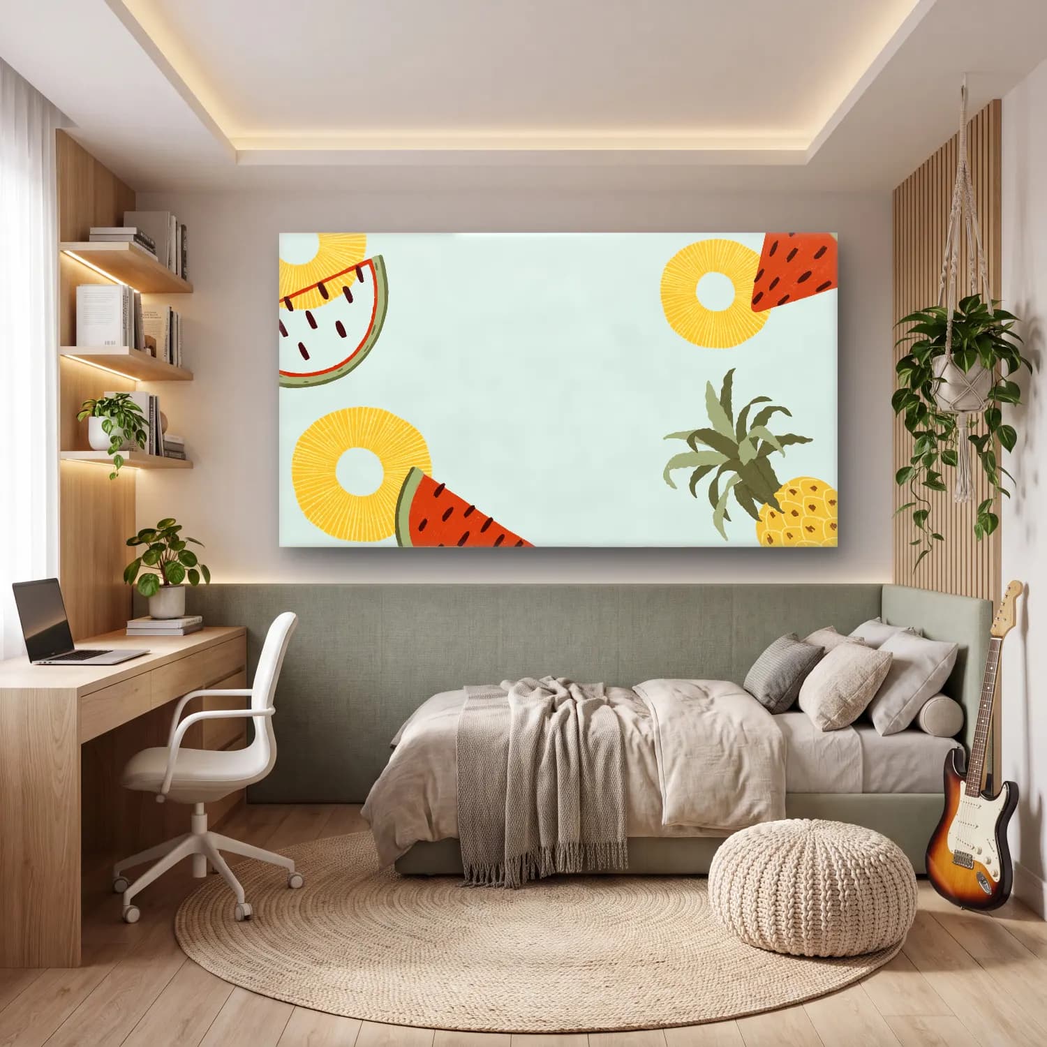 Pastel Sebzeler – Turuncu Tonlar cam tablo — genç odasında