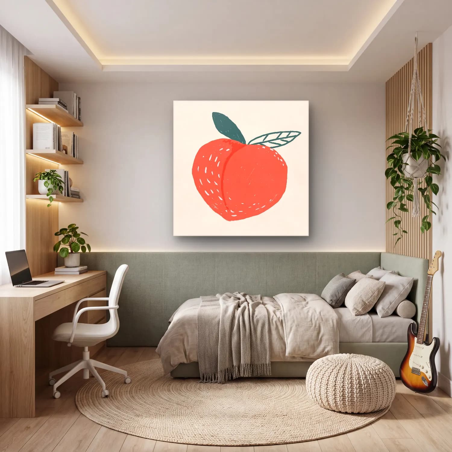 Çizgi Sanatı Nar – Pembe Tonlar cam tablo — genç odasında