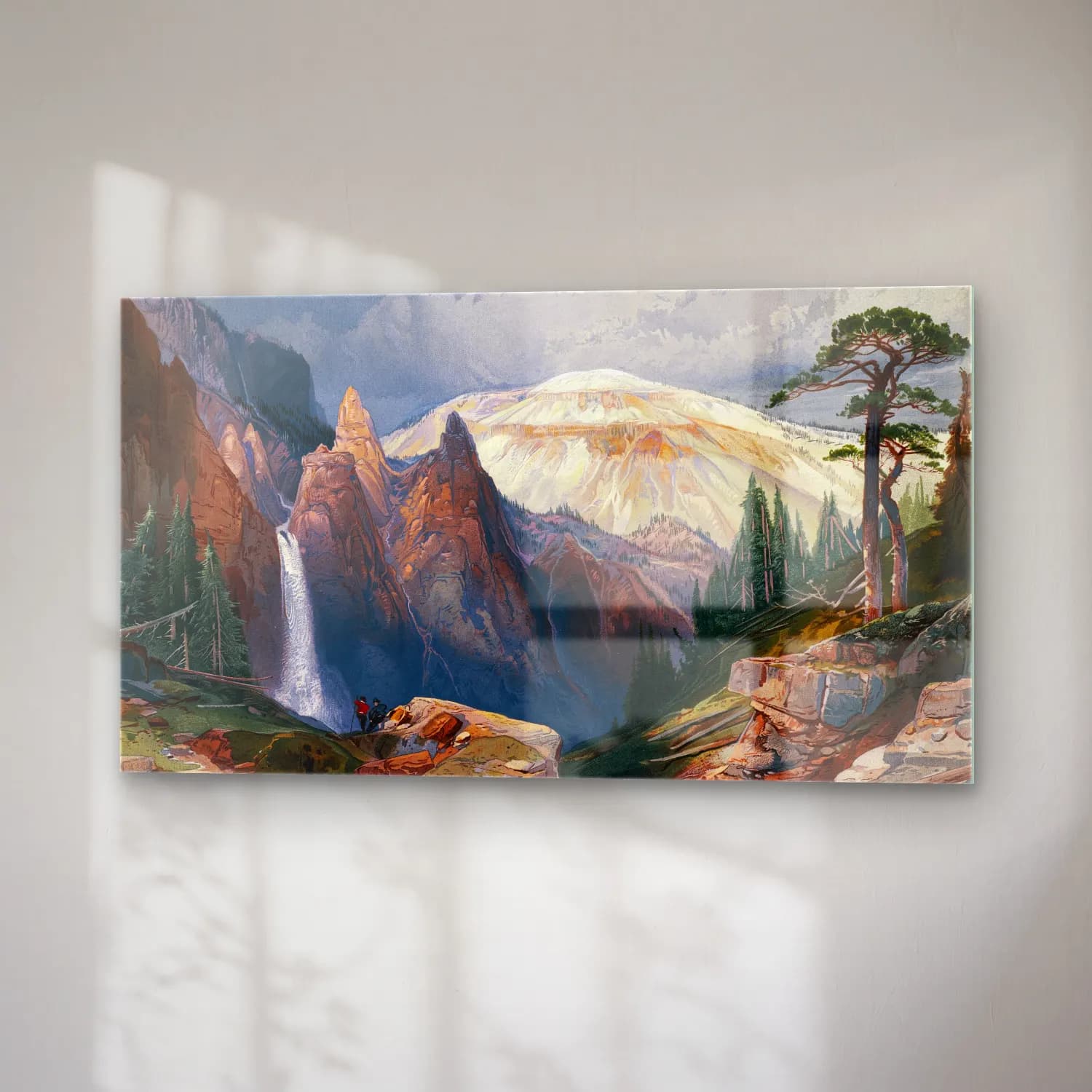 Thomas Moran – Tower Falls and Sulphur Mountain, Yellowstone (ca. 1875) cam tablo — sağ açıdan görünüm