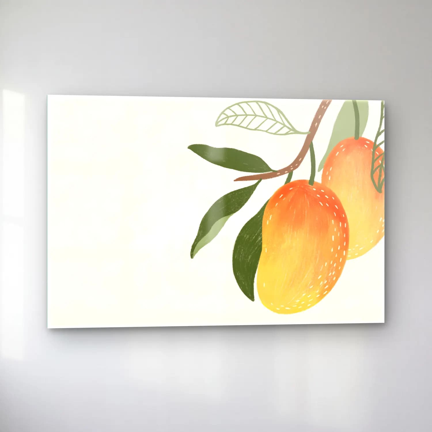 Botanik İllüstrasyon Limon Dalı No. 20 cam tablo — sol açıdan görünüm