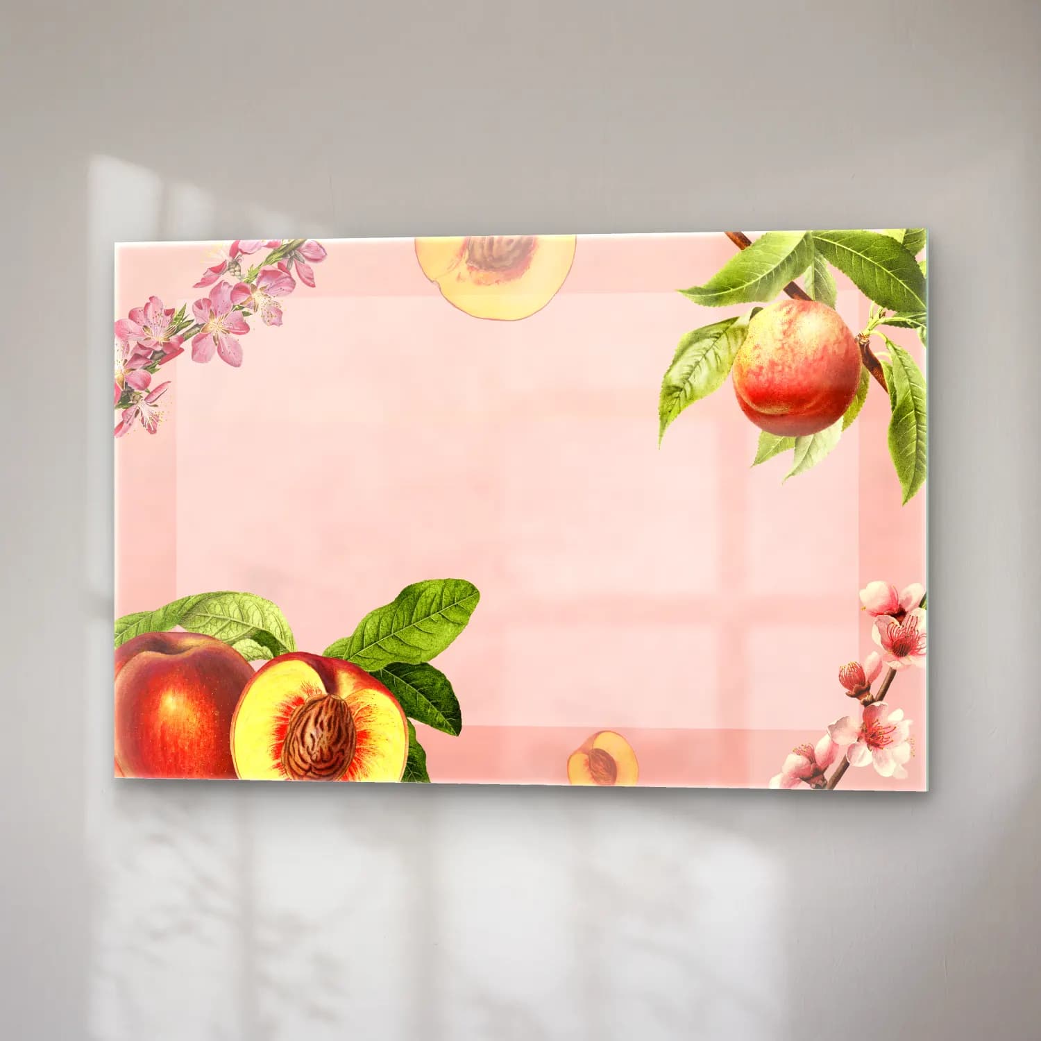 Pastel Çiçek Deseni No. 192 cam tablo — sağ açıdan görünüm