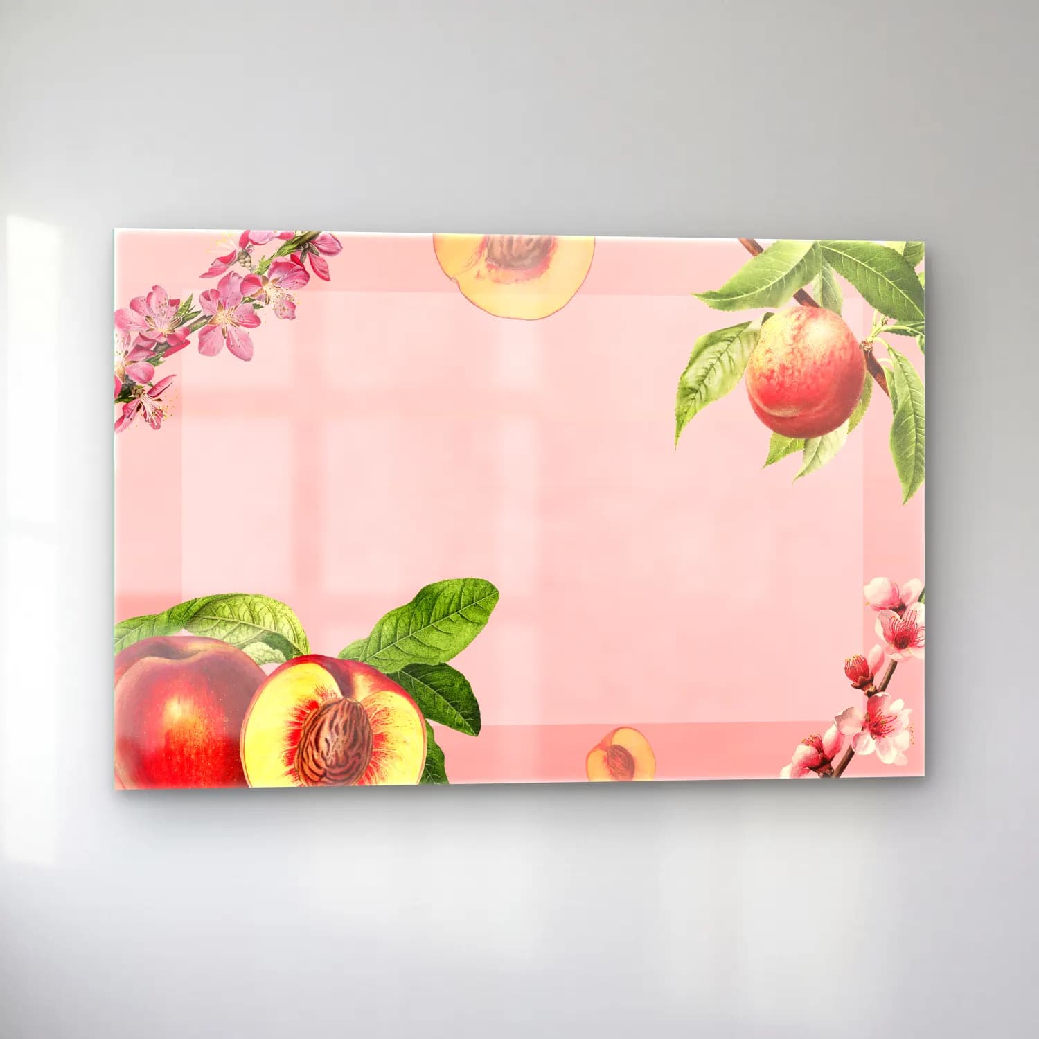 Pastel Çiçek Deseni No. 192 cam tablo — sol açıdan görünüm