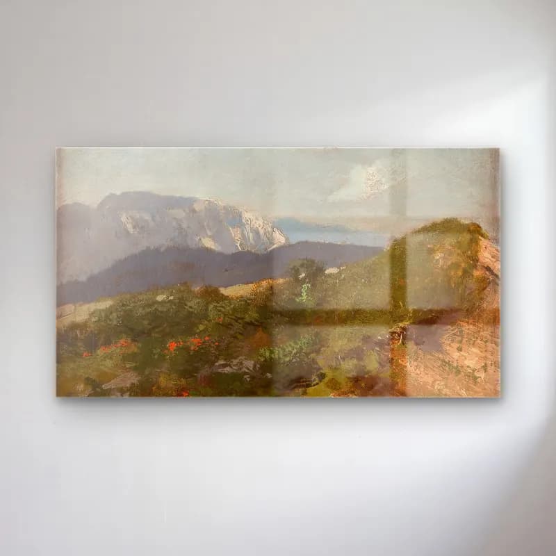 August Fink – Mountain landscape cam tablo — August Fink – Mountain landscape — empresyonist dağ manzarası