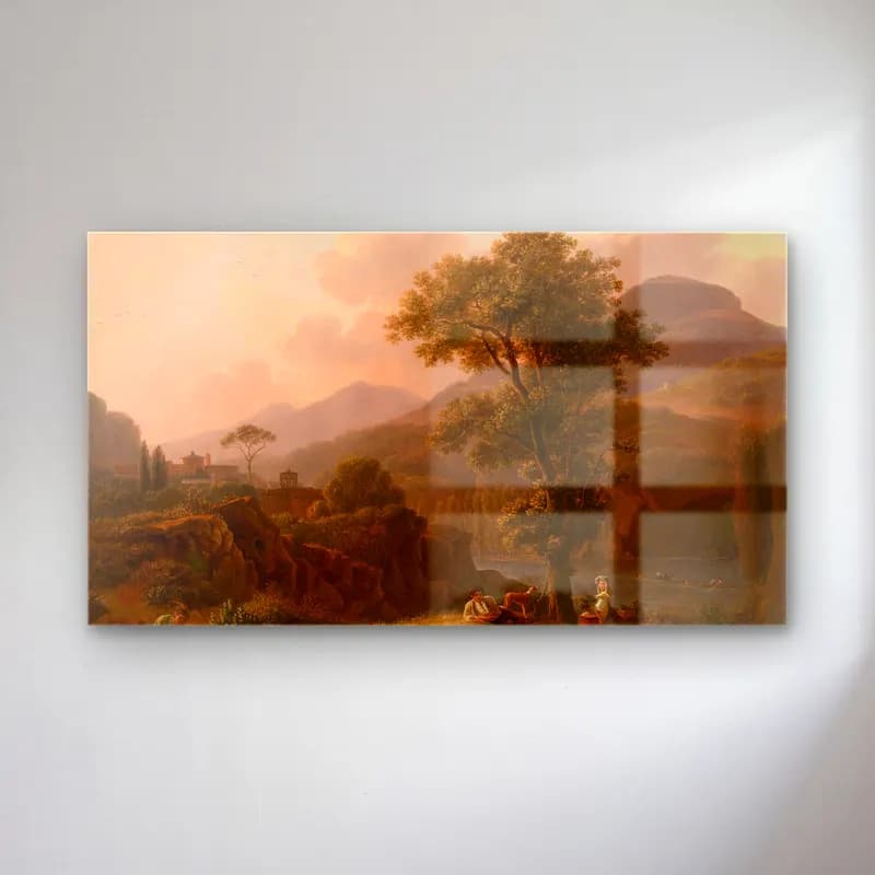 Simon Denis – Italian Landscape cam tablo — Simon Denis – Italian Landscape — yağlı boya dağ manzarası