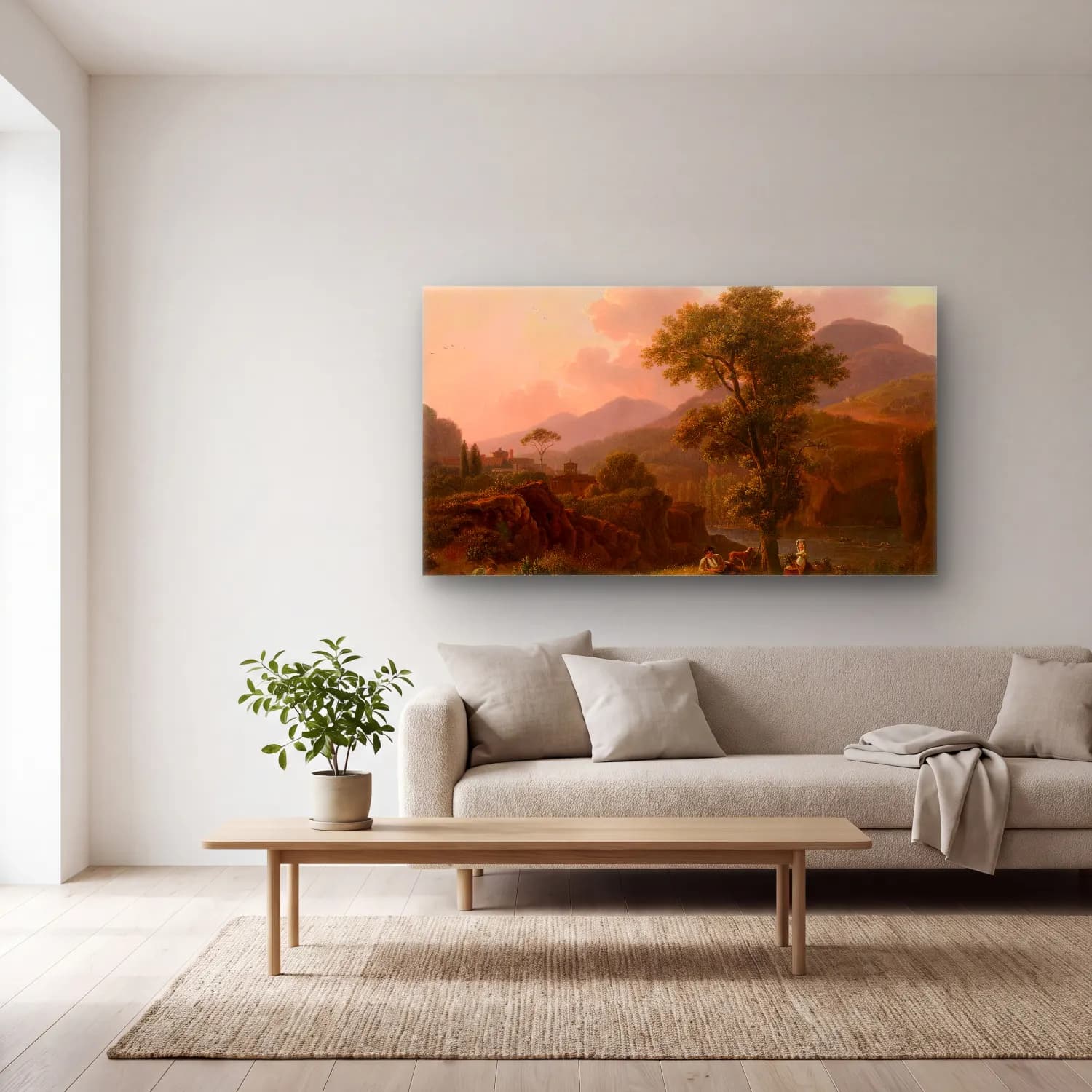 Simon Denis – Italian Landscape cam tablo — açık renk salonda