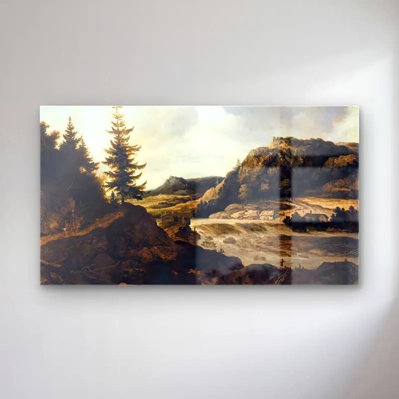 Allaert van Everdingen – Mountainous River Landscape cam tablo — Allaert van Everdingen – Mountainous River Landscape — yağlı boya kırda nehir
