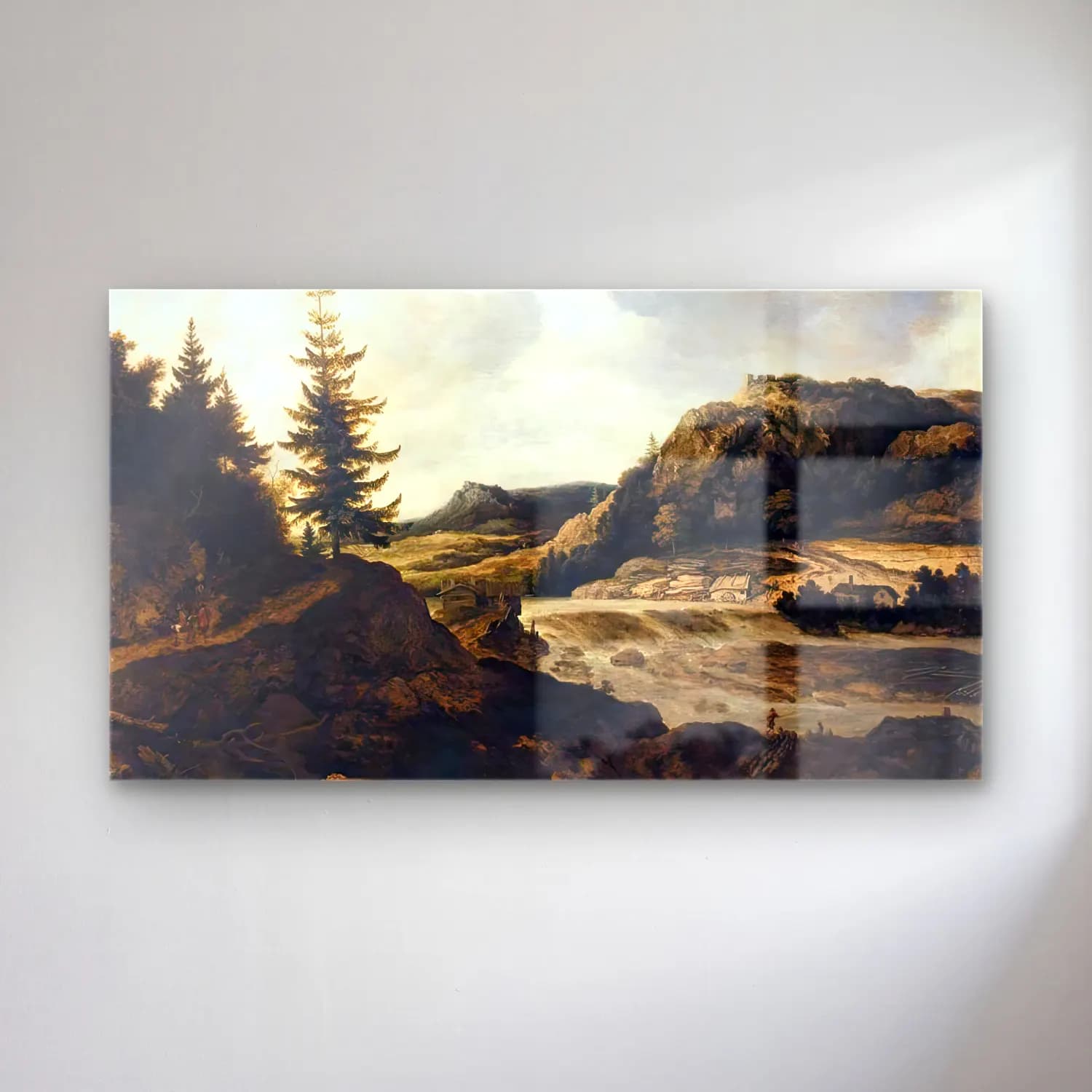 Allaert van Everdingen – Mountainous River Landscape cam tablo — Allaert van Everdingen – Mountainous River Landscape — yağlı boya kırda nehir