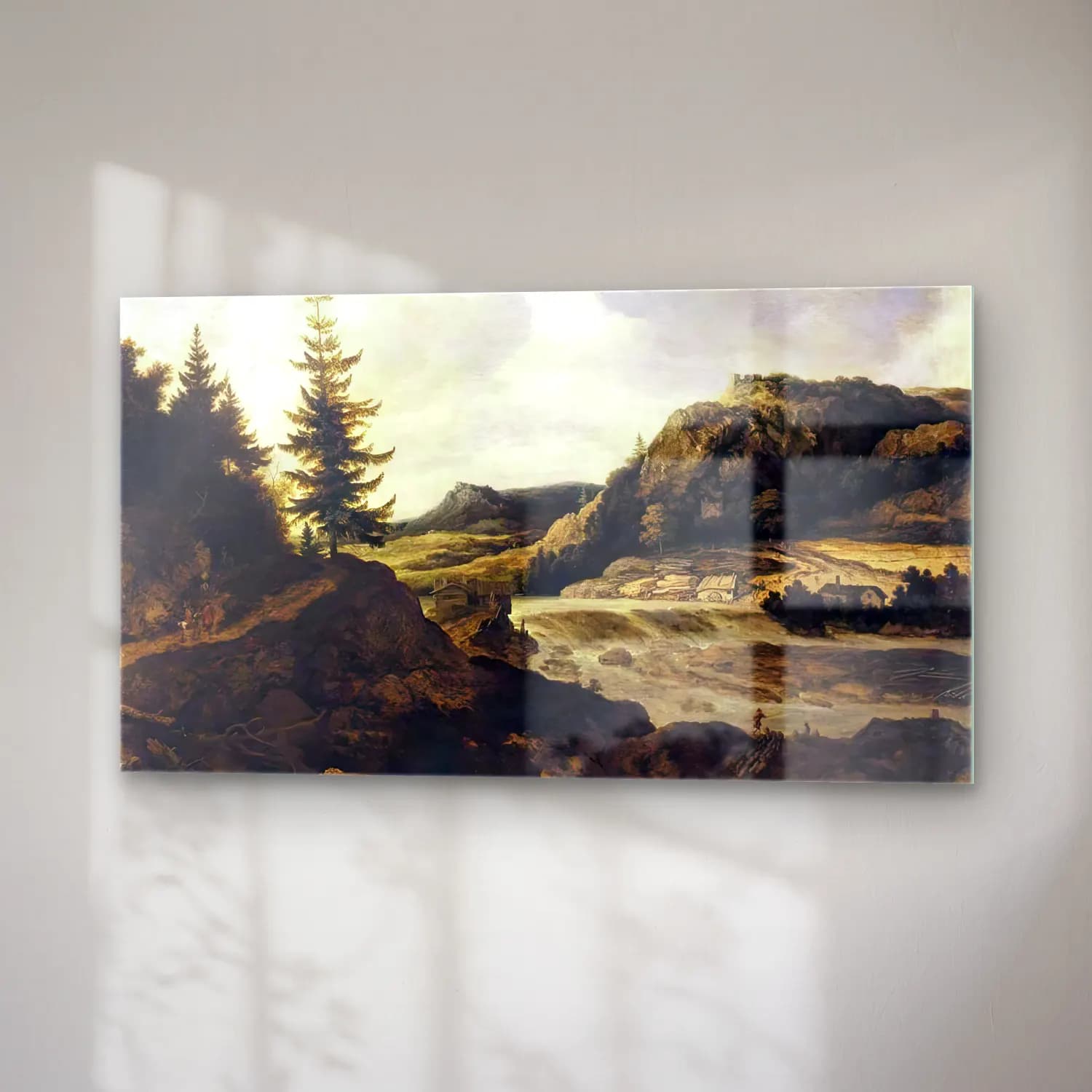 Allaert van Everdingen – Mountainous River Landscape cam tablo — sağ açıdan görünüm