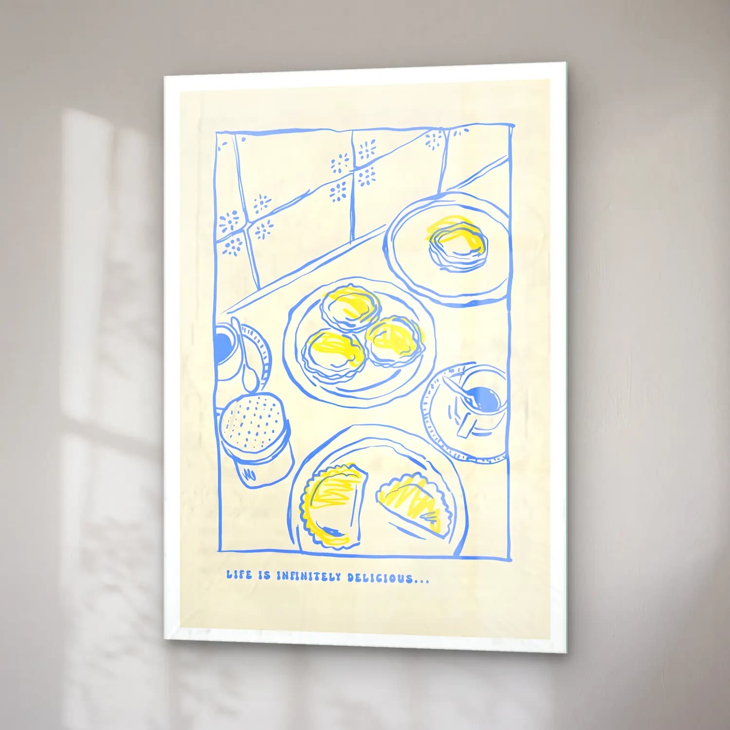 Pastel Ekmek ve Pastalar No. 3 cam tablo — sağ açıdan görünüm
