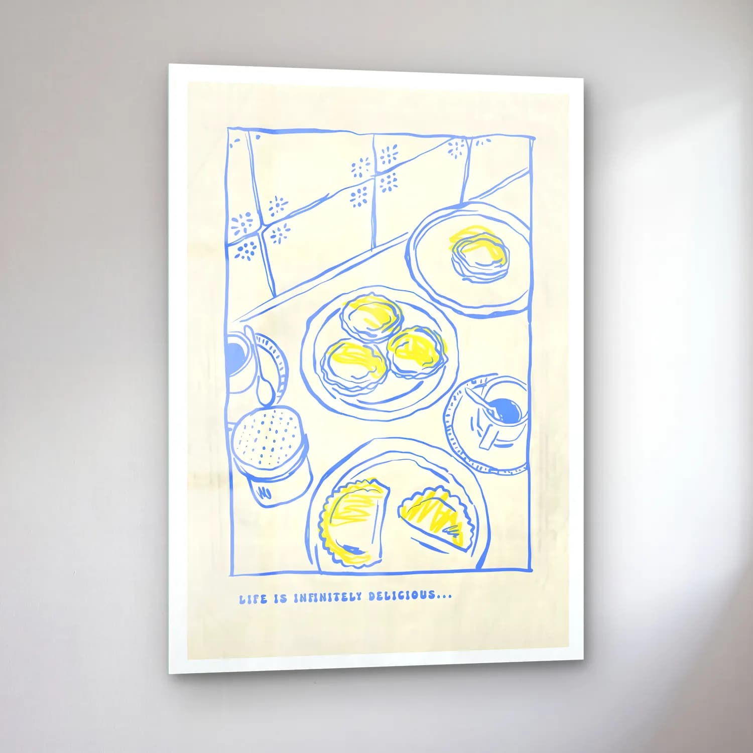 Pastel Ekmek ve Pastalar No. 3 cam tablo — sol açıdan görünüm