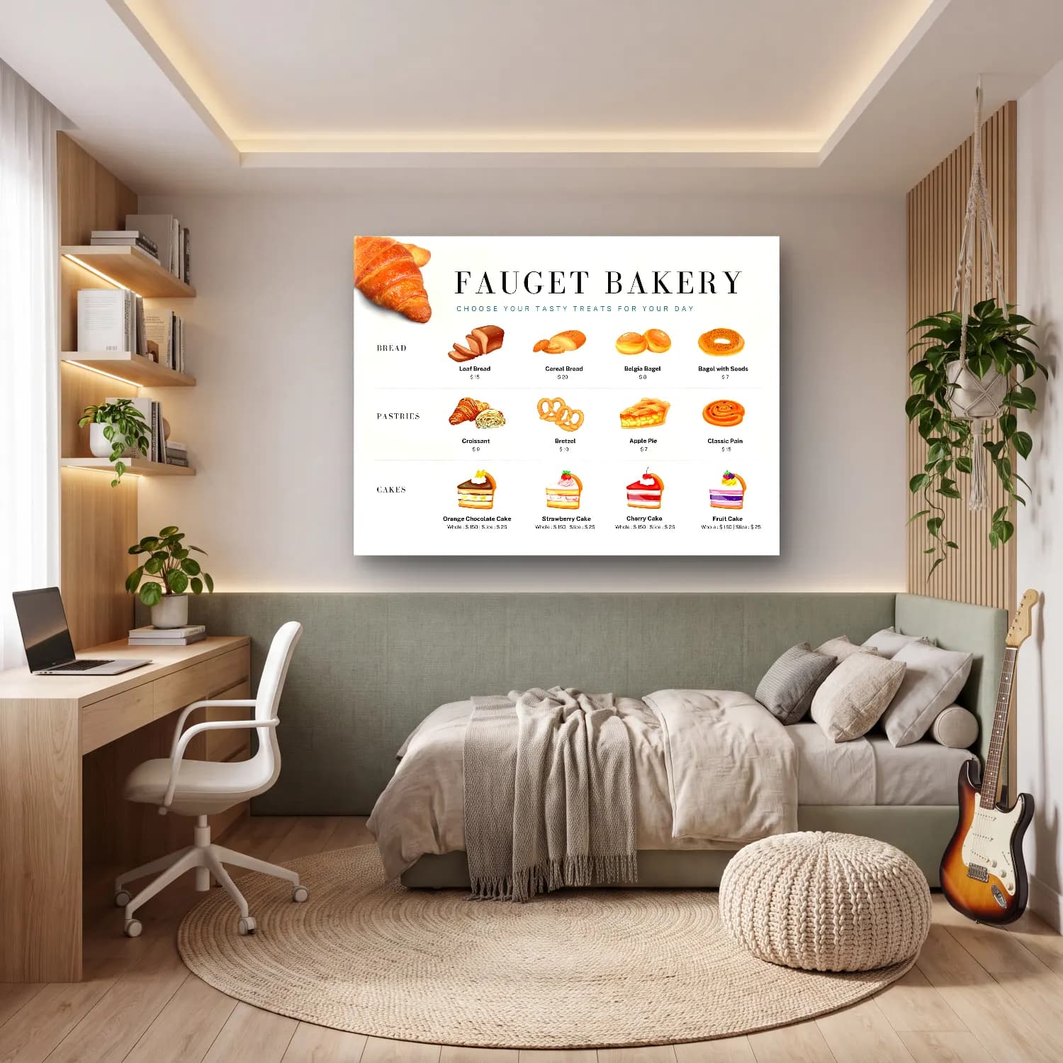 Pastel Ekmek ve Pastalar – Turkuaz Tonlar cam tablo — genç odasında