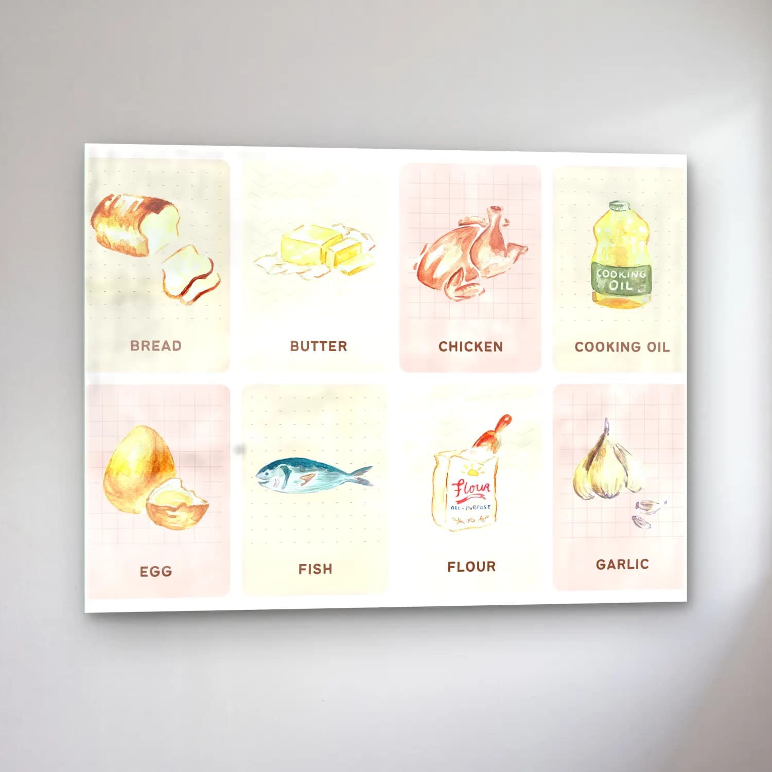 Pastel Makarna No. 6 cam tablo — sol açıdan görünüm