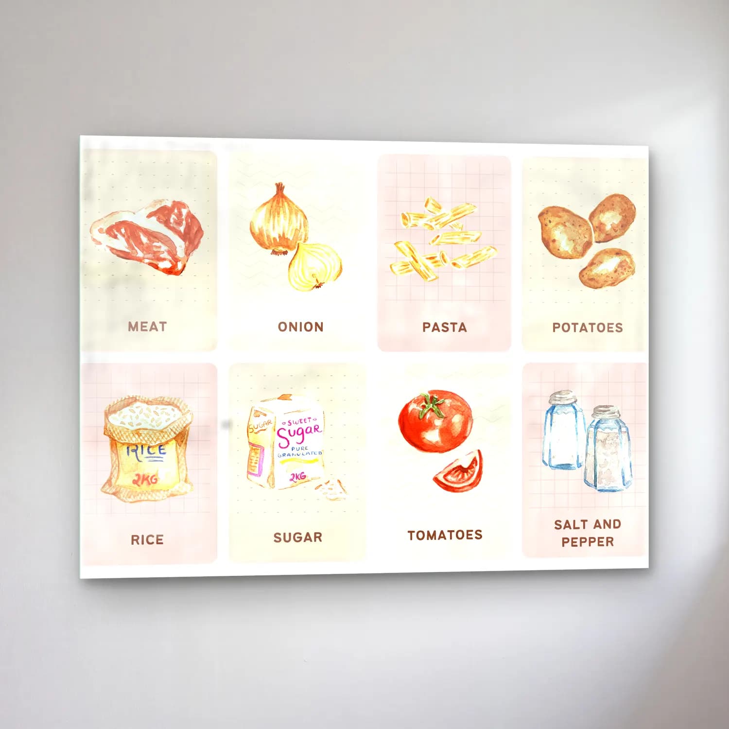 Pastel Makarna No. 7 cam tablo — sol açıdan görünüm