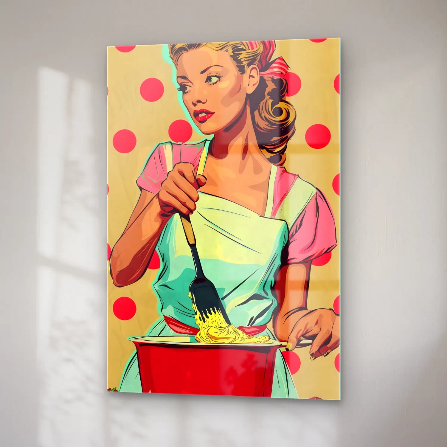 Pop Art Makarna No. 4 cam tablo — sağ açıdan görünüm
