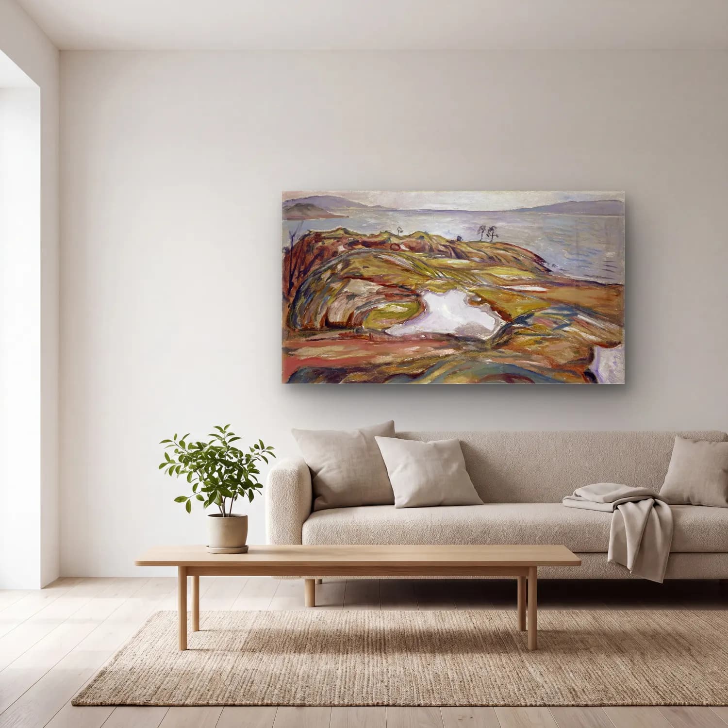 Edvard Munch – Coastal Landscape cam tablo — açık renk salonda