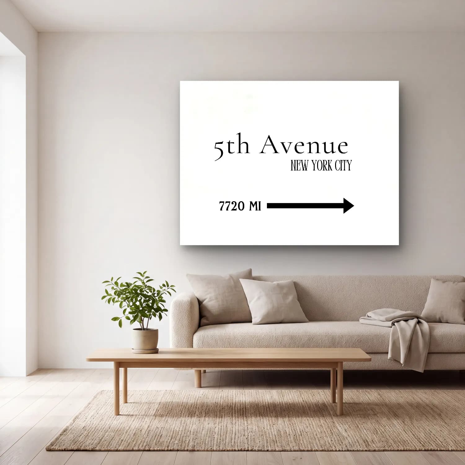 Çizgi Sanatı New York Silüeti No. 2 cam tablo — açık renk salonda
