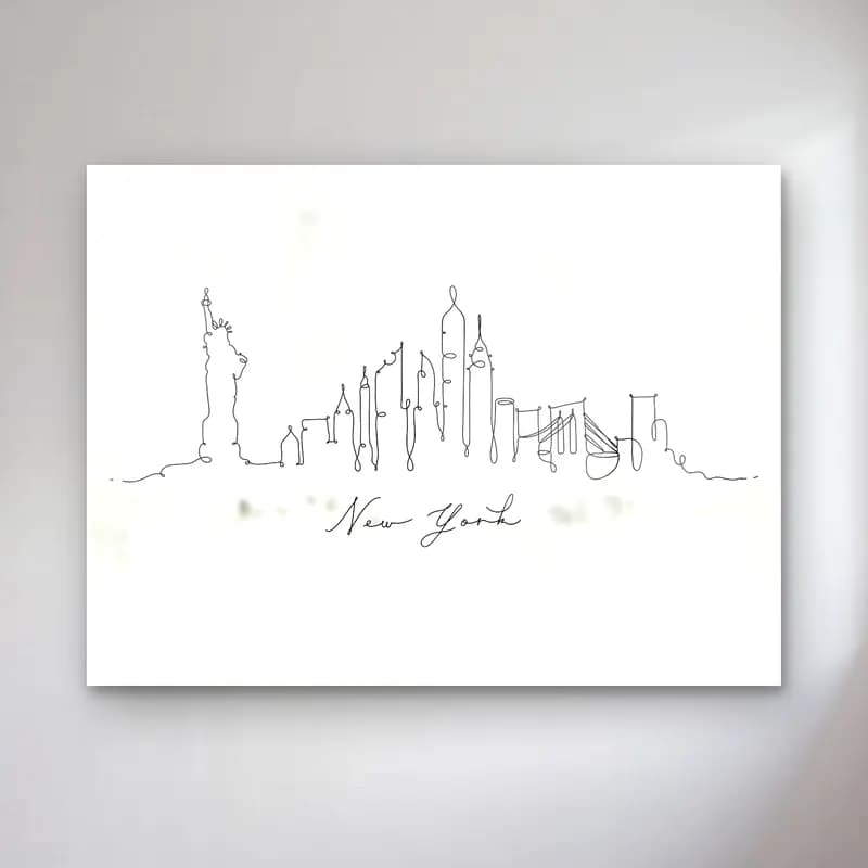 Çizgi Sanatı New York Silüeti No. 3 cam tablo — Çizgi Sanatı New York Silüeti No. 3 — çizgi sanatı new york silüeti