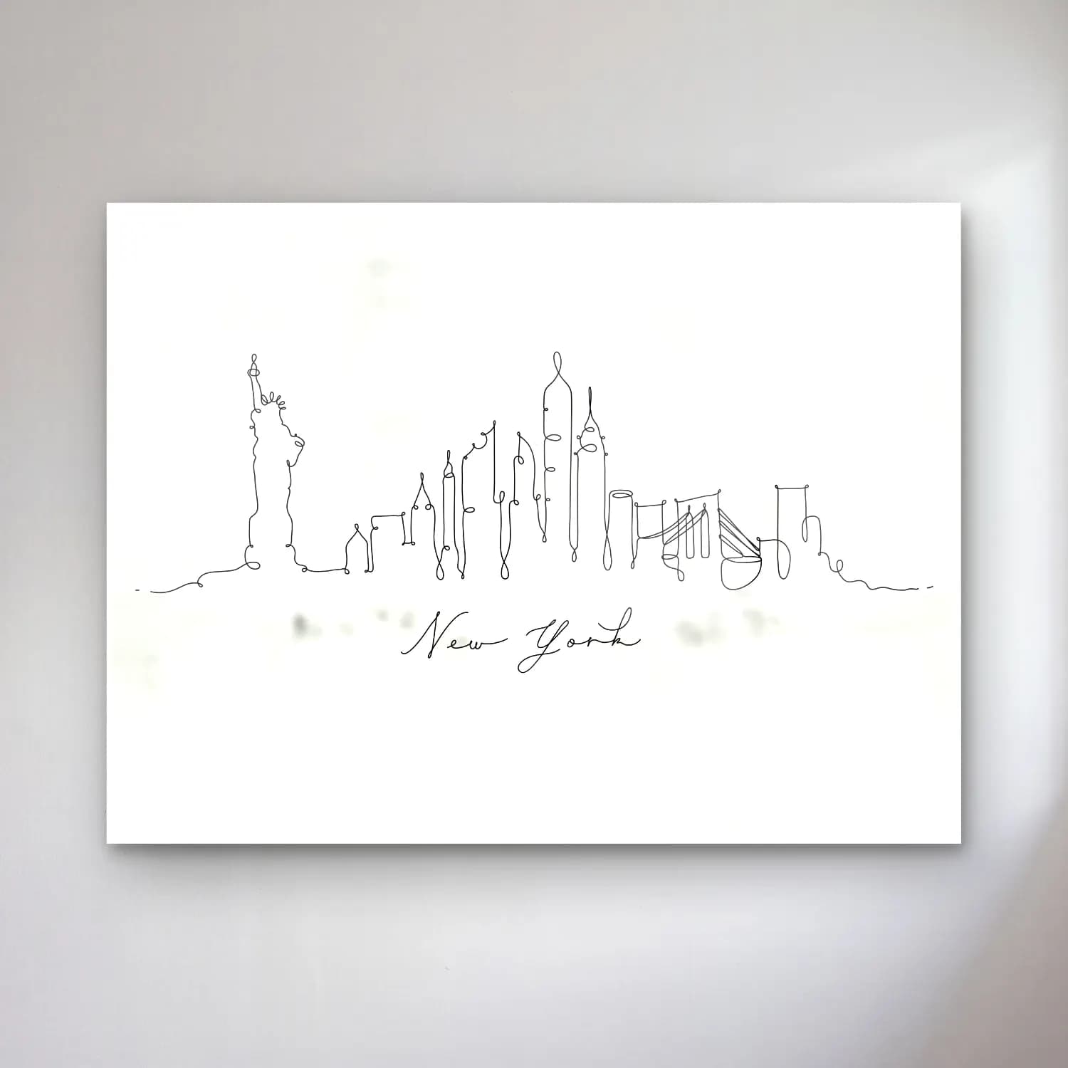 Çizgi Sanatı New York Silüeti No. 3 cam tablo — Çizgi Sanatı New York Silüeti No. 3 — çizgi sanatı new york silüeti