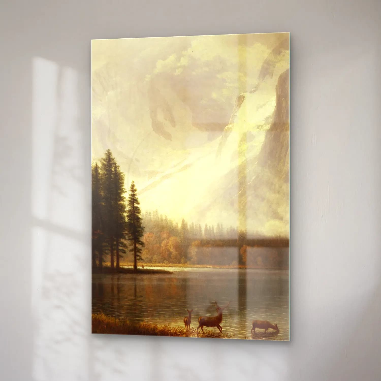 Albert Bierstadt – Estes Park, Colorado, Whyte’s Lake (circa 1877) – Bej Tonlar cam tablo — sağ açıdan görünüm