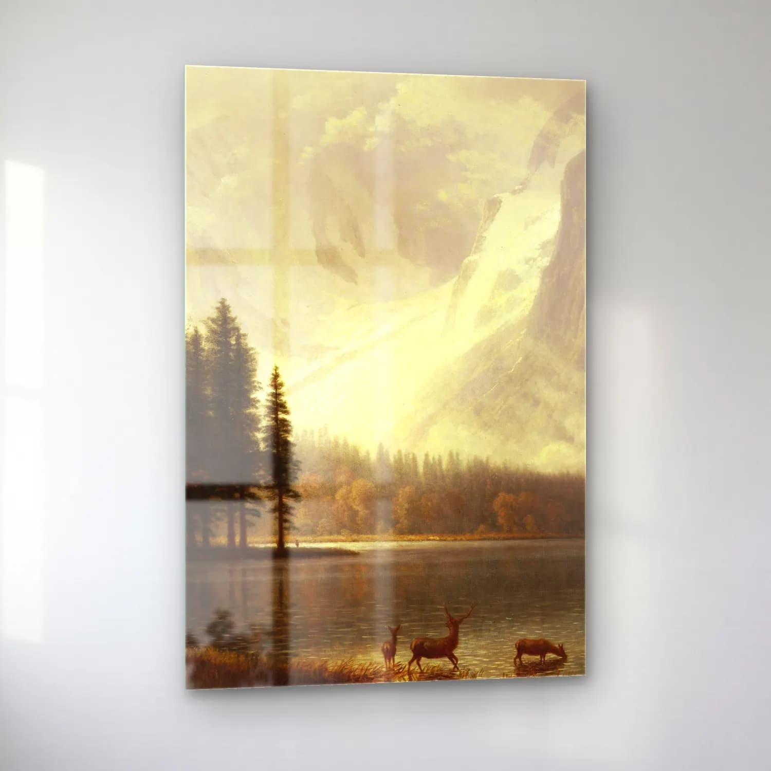 Albert Bierstadt – Estes Park, Colorado, Whyte’s Lake (circa 1877) – Bej Tonlar cam tablo — sol açıdan görünüm