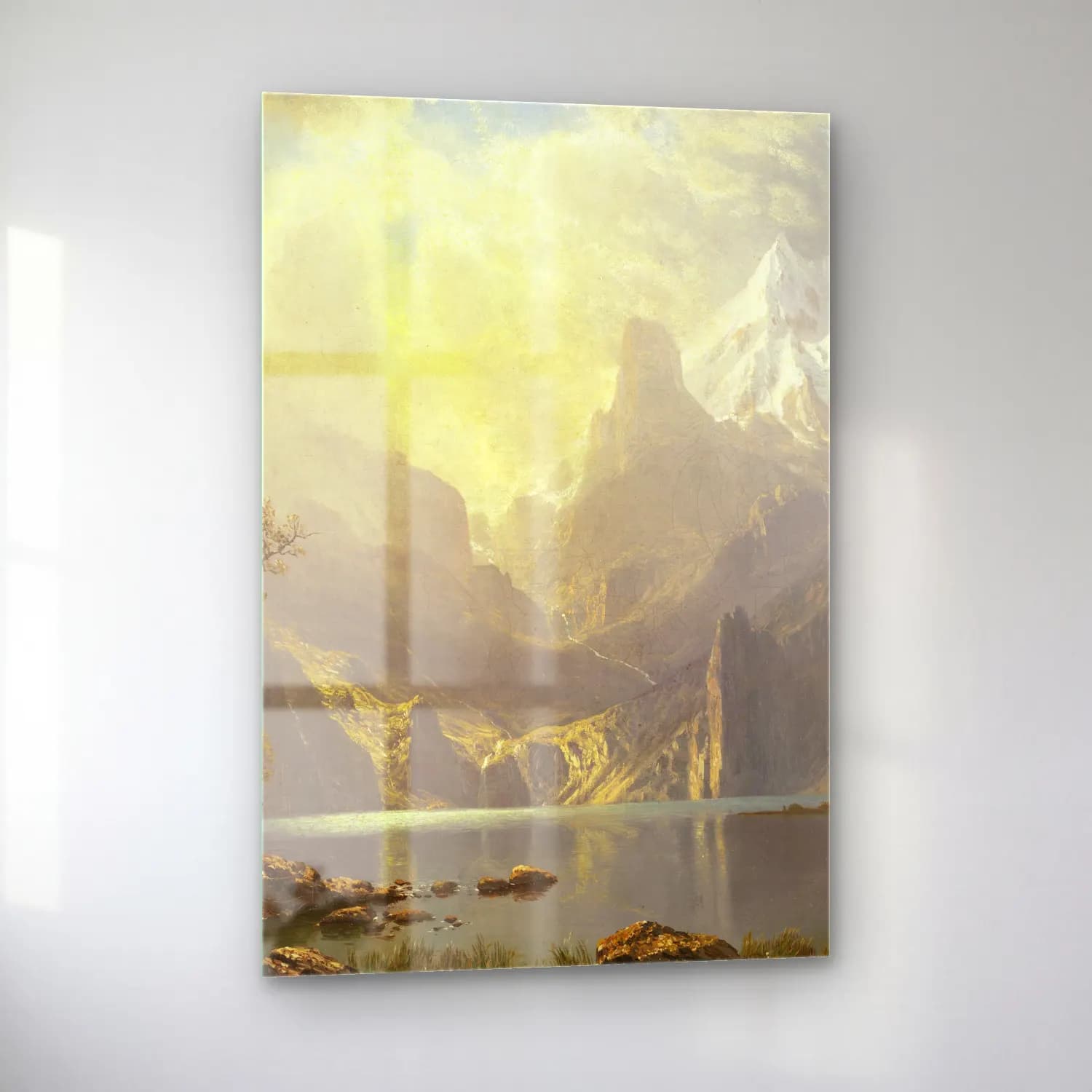 Albert Bierstadt – In the Sierras – Sarı Tonlar cam tablo — sol açıdan görünüm