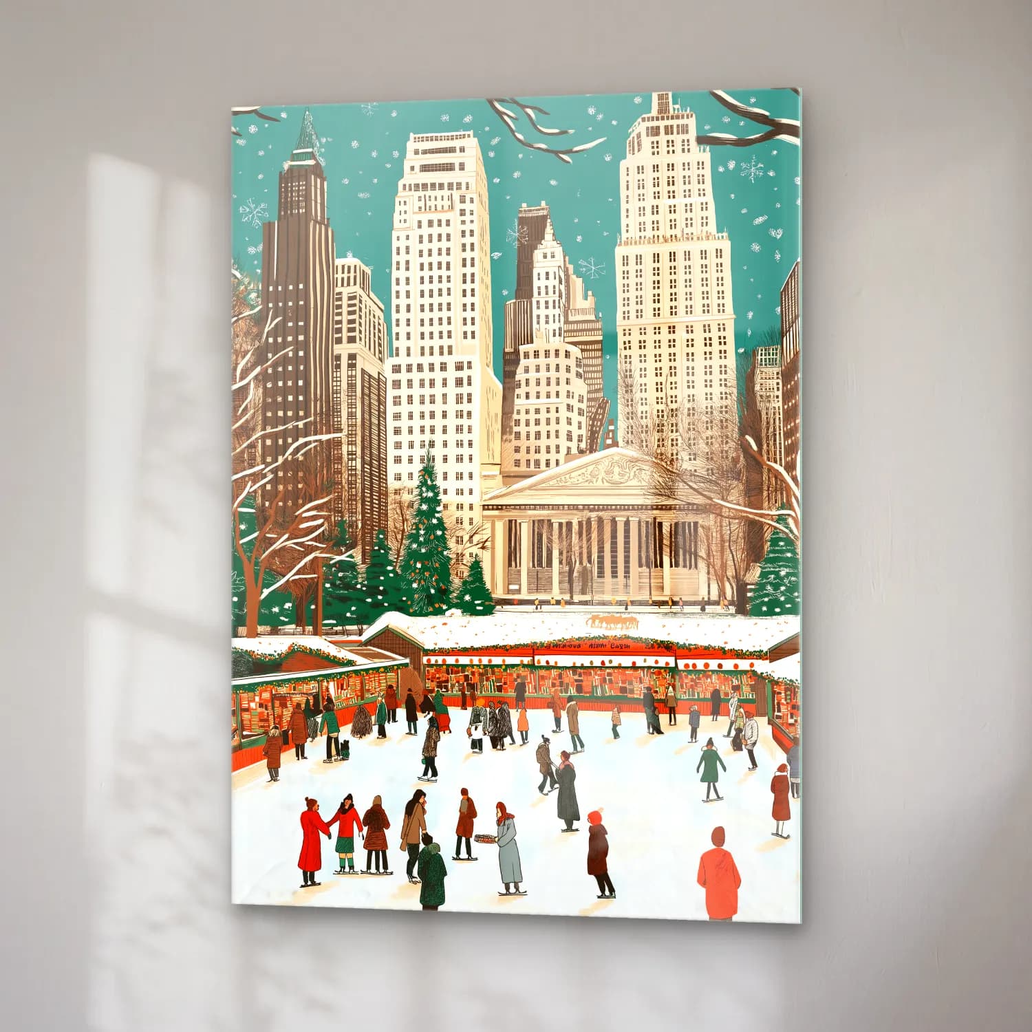 Vintage New York Silüeti No. 2 cam tablo — sağ açıdan görünüm