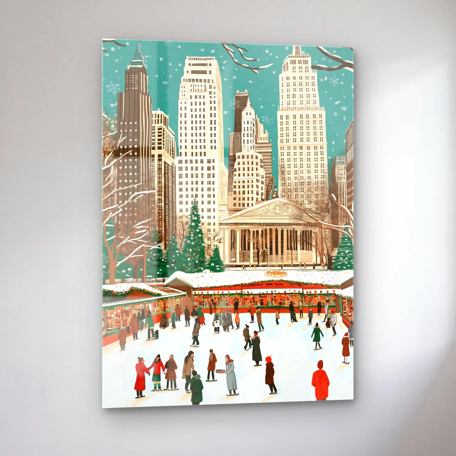 Vintage New York Silüeti No. 2 cam tablo — sol açıdan görünüm