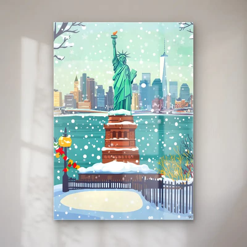 Sevimli İllüstrasyon New York Silüeti No. 4 cam tablo — Sevimli İllüstrasyon New York Silüeti No. 4 — sevimli i̇llüstrasyon new york silüeti