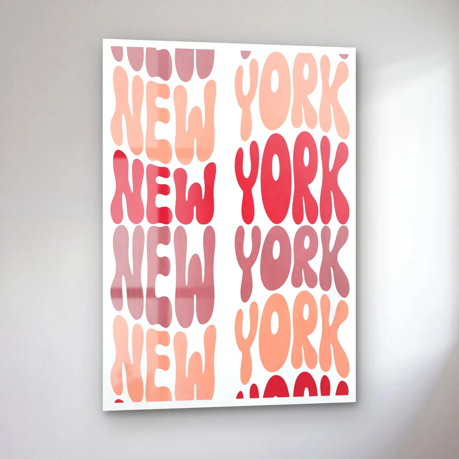 Retro New York Silüeti cam tablo — sol açıdan görünüm