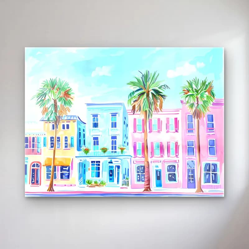 Pastel Köy Sokağı – Pastel Tonlar cam tablo — Pastel Köy Sokağı – Pastel Tonlar — pastel köy sokağı