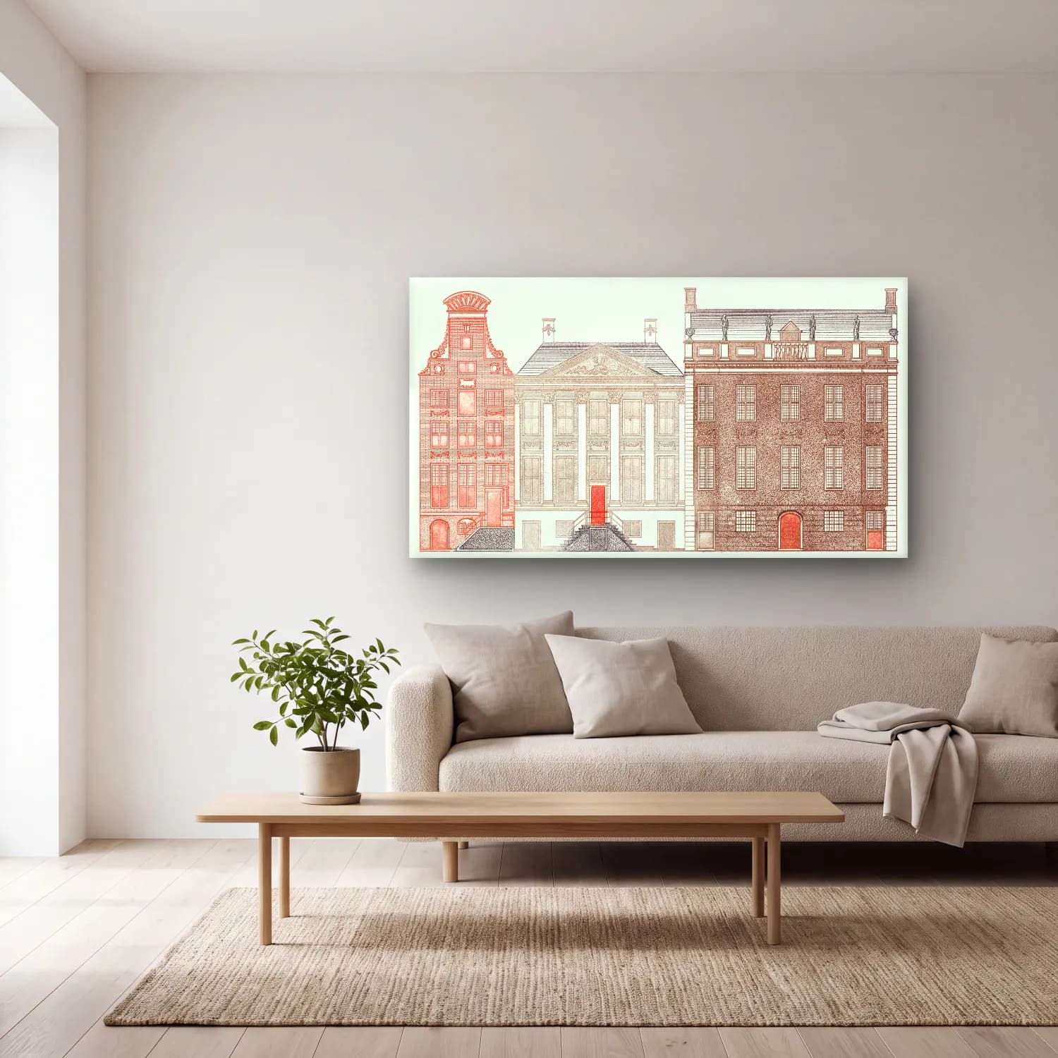 Johan Teyler – Amsterdam canal houses cam tablo — açık renk salonda