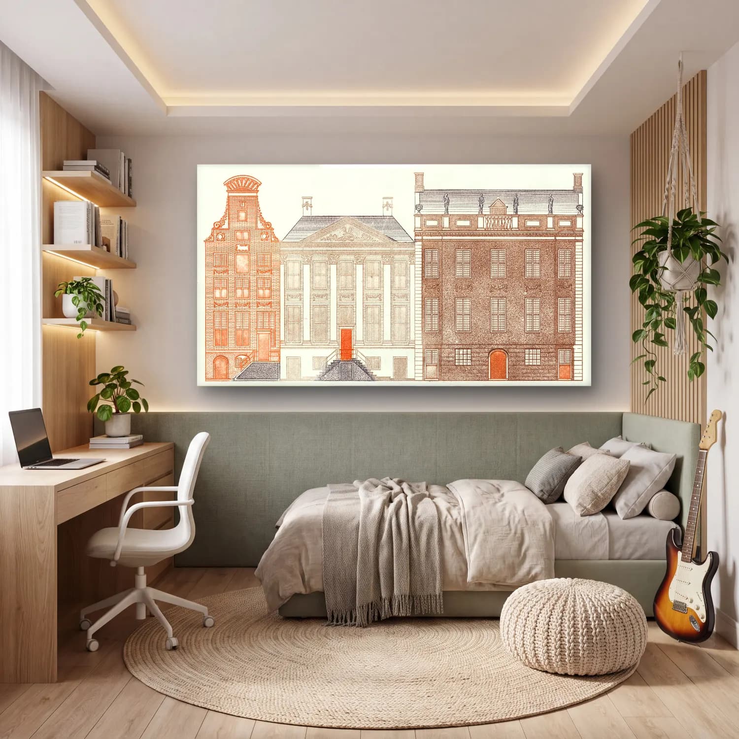Johan Teyler – Amsterdam canal houses cam tablo — genç odasında