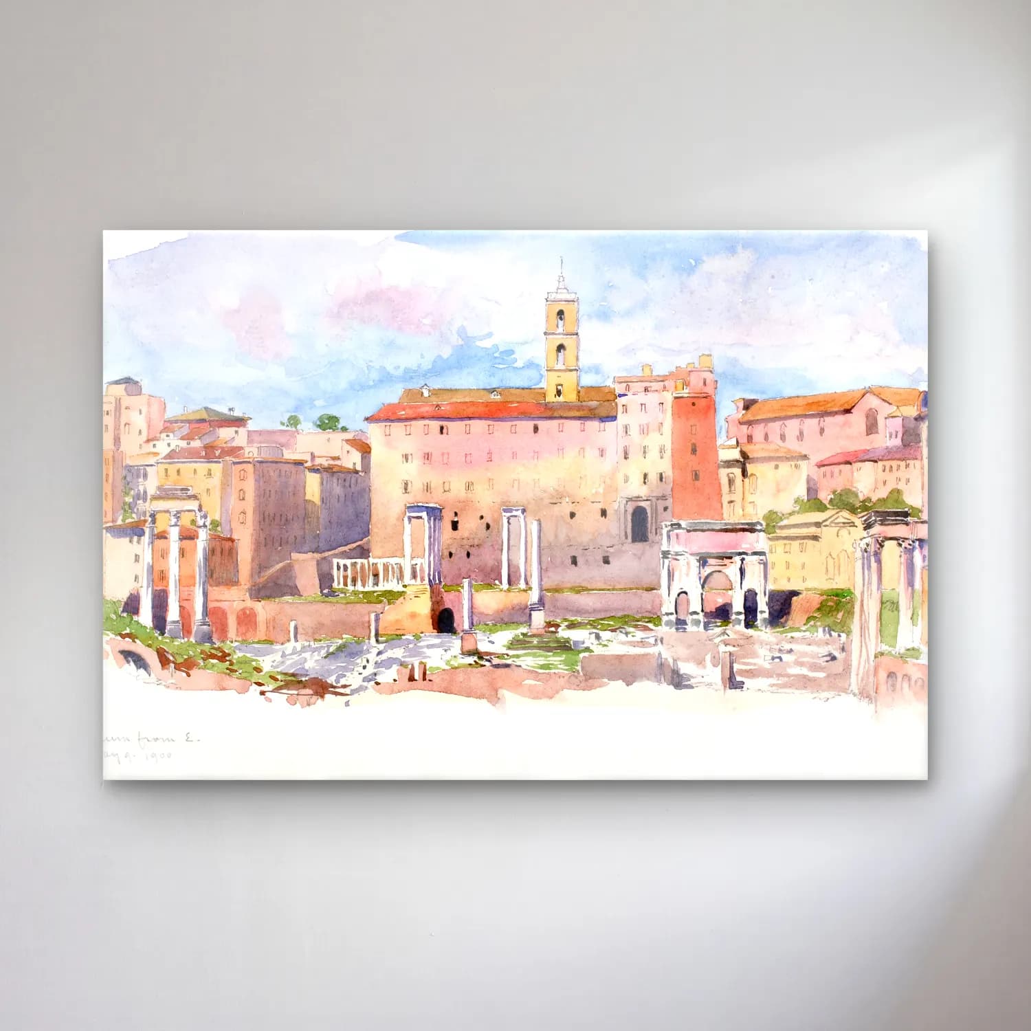 Suluboya Roma – Pembe Tonlar cam tablo — Suluboya Roma – Pembe Tonlar — suluboya roma