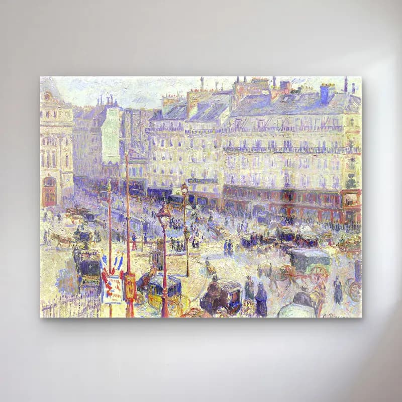 Camille Pissarro – The Place du Havre, Paris cam tablo — Camille Pissarro – The Place du Havre, Paris — empresyonist kafeli avrupa sokağı