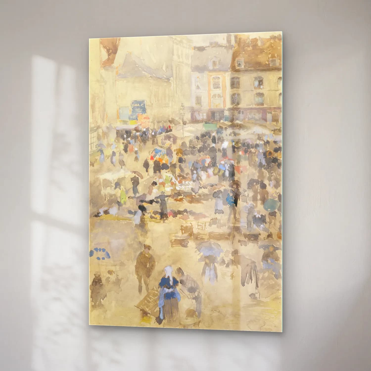 James McNeill Whistler – Variations in Violet and Grey—Market Place, Dieppe cam tablo — sağ açıdan görünüm