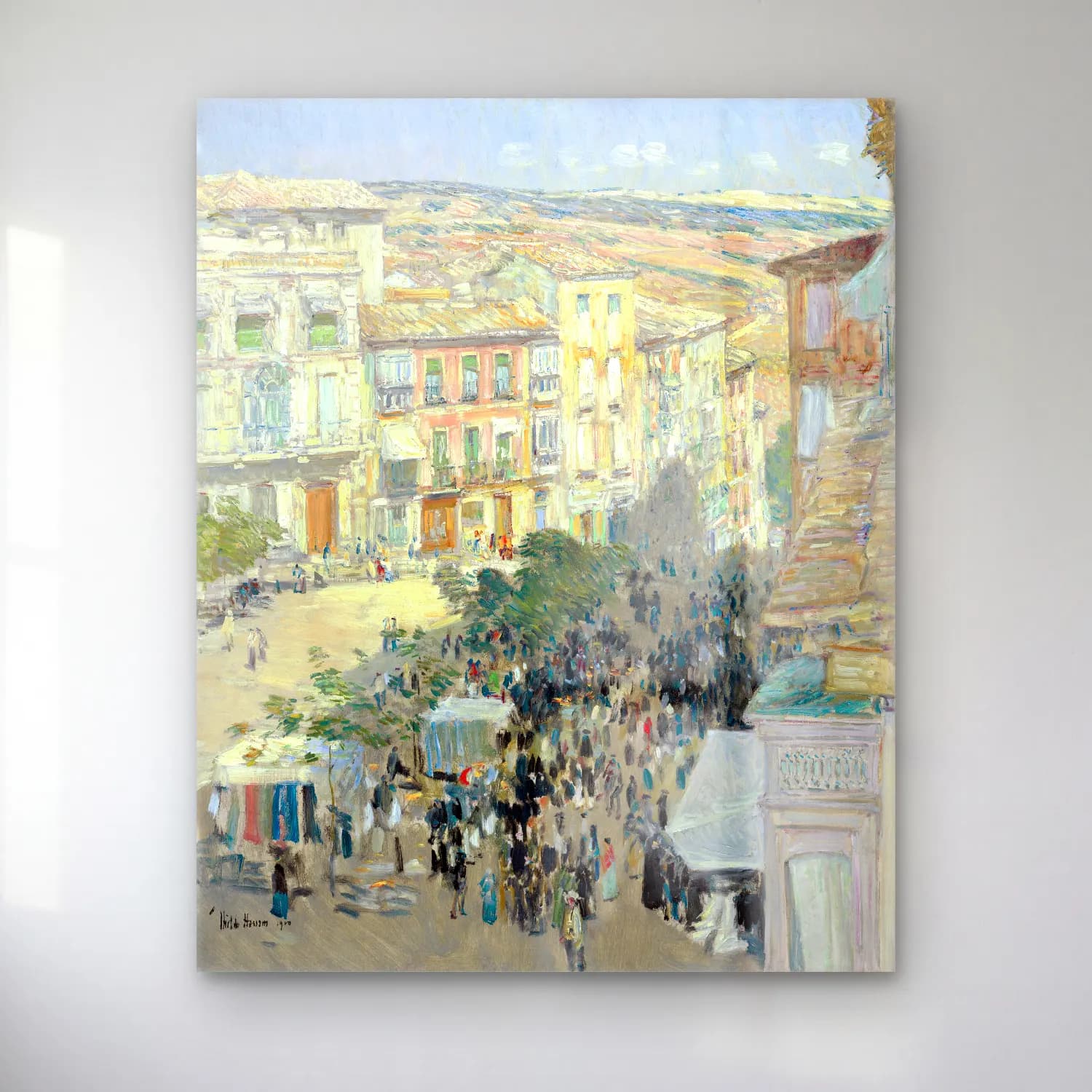 Frederick Childe Hassam – View of a Southern French City cam tablo — Frederick Childe Hassam – View of a Southern French City — empresyonist kalabalık cadde