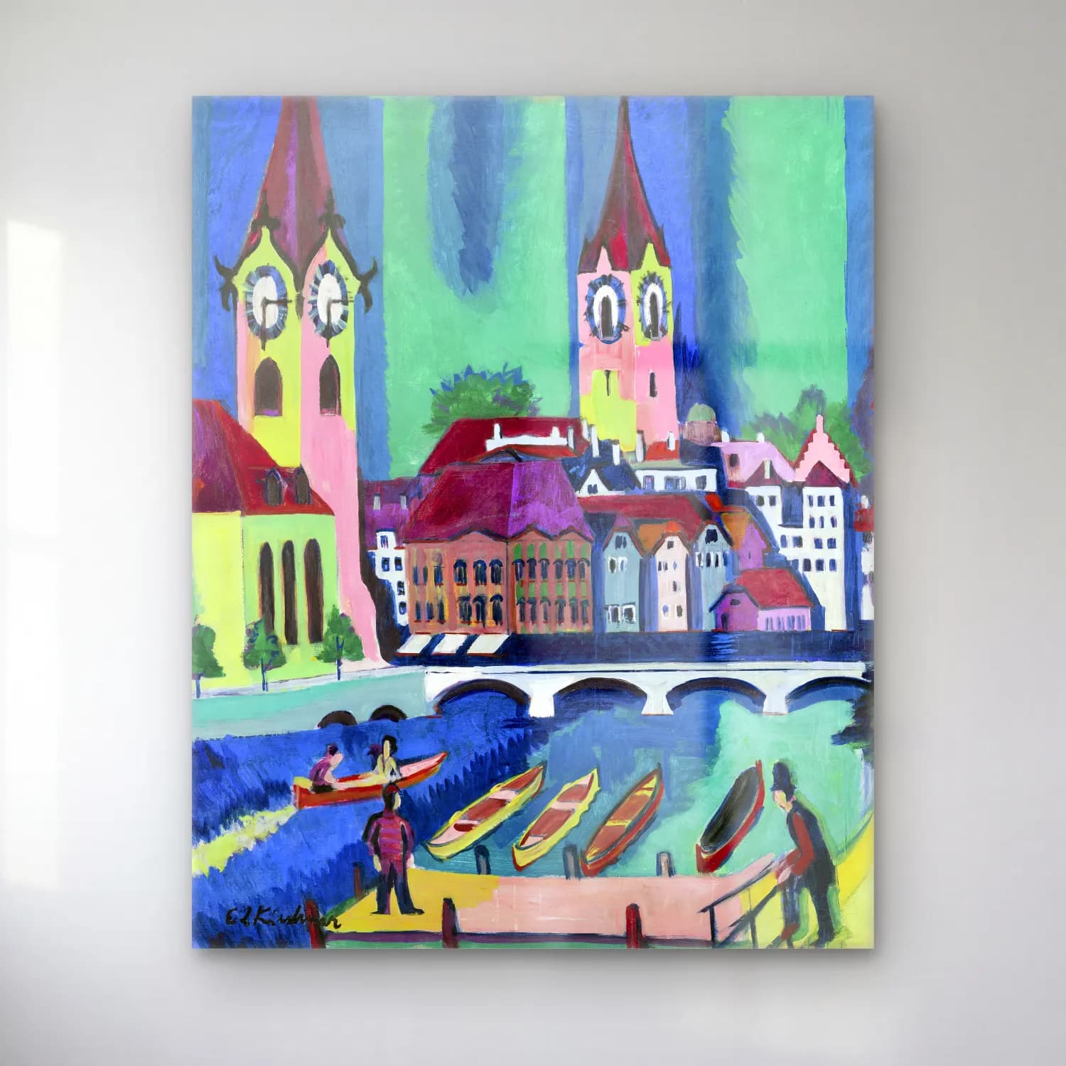 Ludwig Kirchner – Zurich Ernst cam tablo — Ludwig Kirchner – Zurich Ernst — empresyonist liman ve tekneler