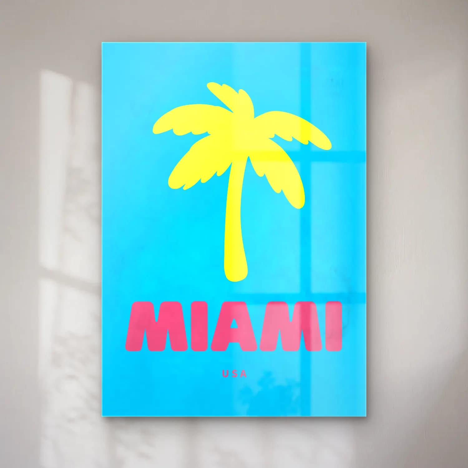 Pop Art Palmiyeli Tropik Sahil – Turkuaz Tonlar cam tablo — Pop Art Palmiyeli Tropik Sahil – Turkuaz Tonlar — pop art palmiyeli tropik sahil