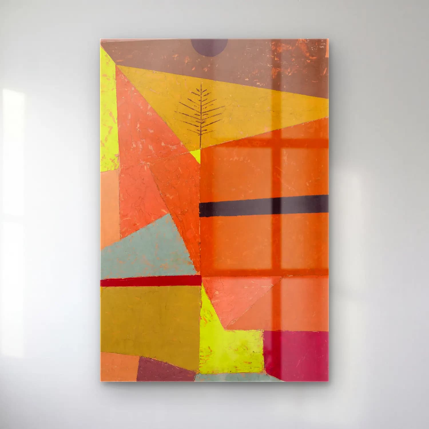 Paul Klee – Heitere Gebirgslandschaft (Joyful Mountain Landscape) cam tablo — Paul Klee – Heitere Gebirgslandschaft (Joyful Mountain Landscape) — modern soyut renk alanları