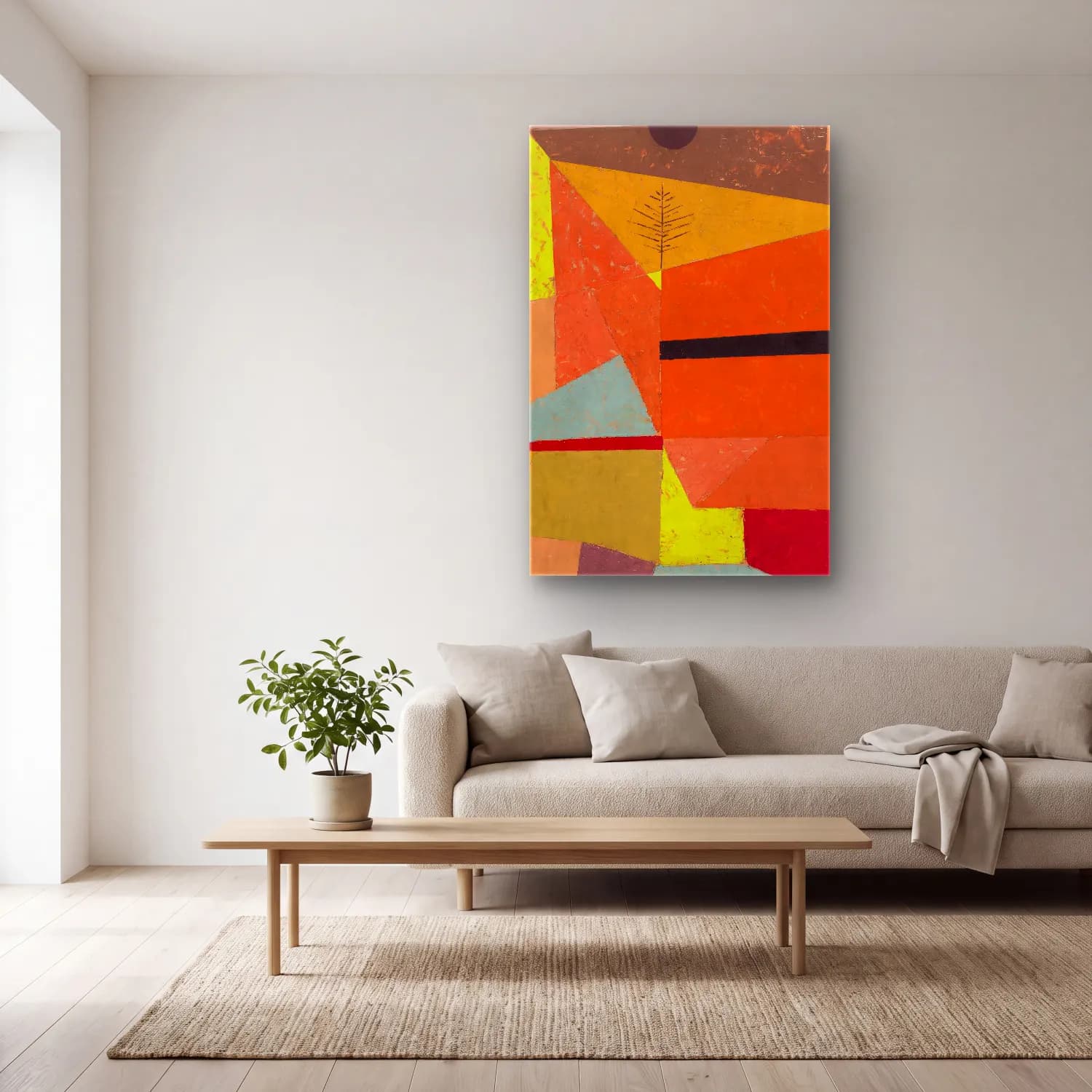 Paul Klee – Heitere Gebirgslandschaft (Joyful Mountain Landscape) cam tablo — açık renk salonda