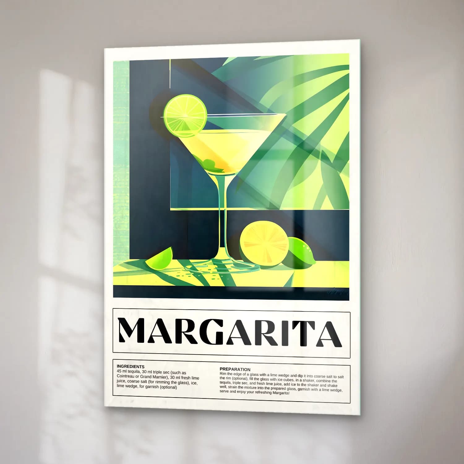 Vintage Poster Kokteyl No. 16 cam tablo — sağ açıdan görünüm