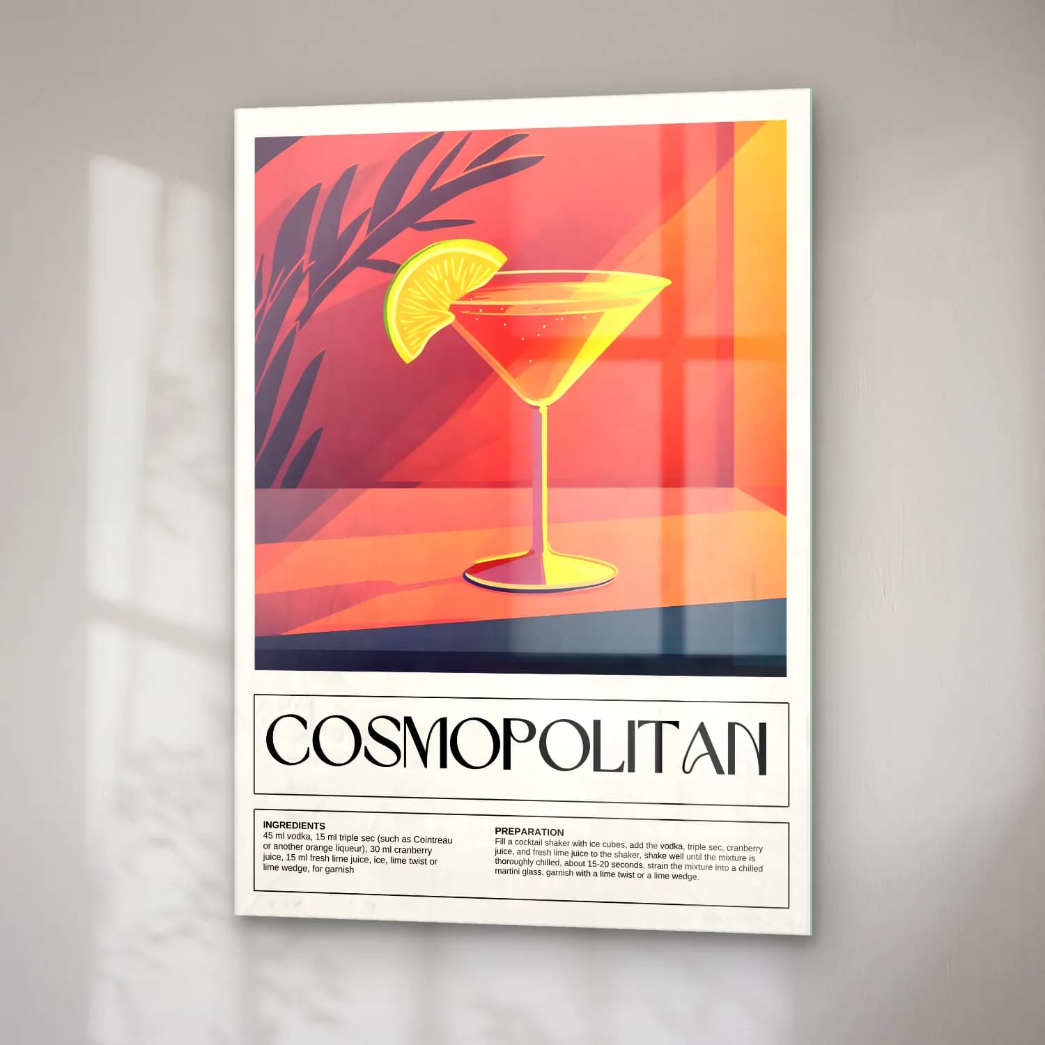 Vintage Poster Kokteyl No. 17 cam tablo — sağ açıdan görünüm