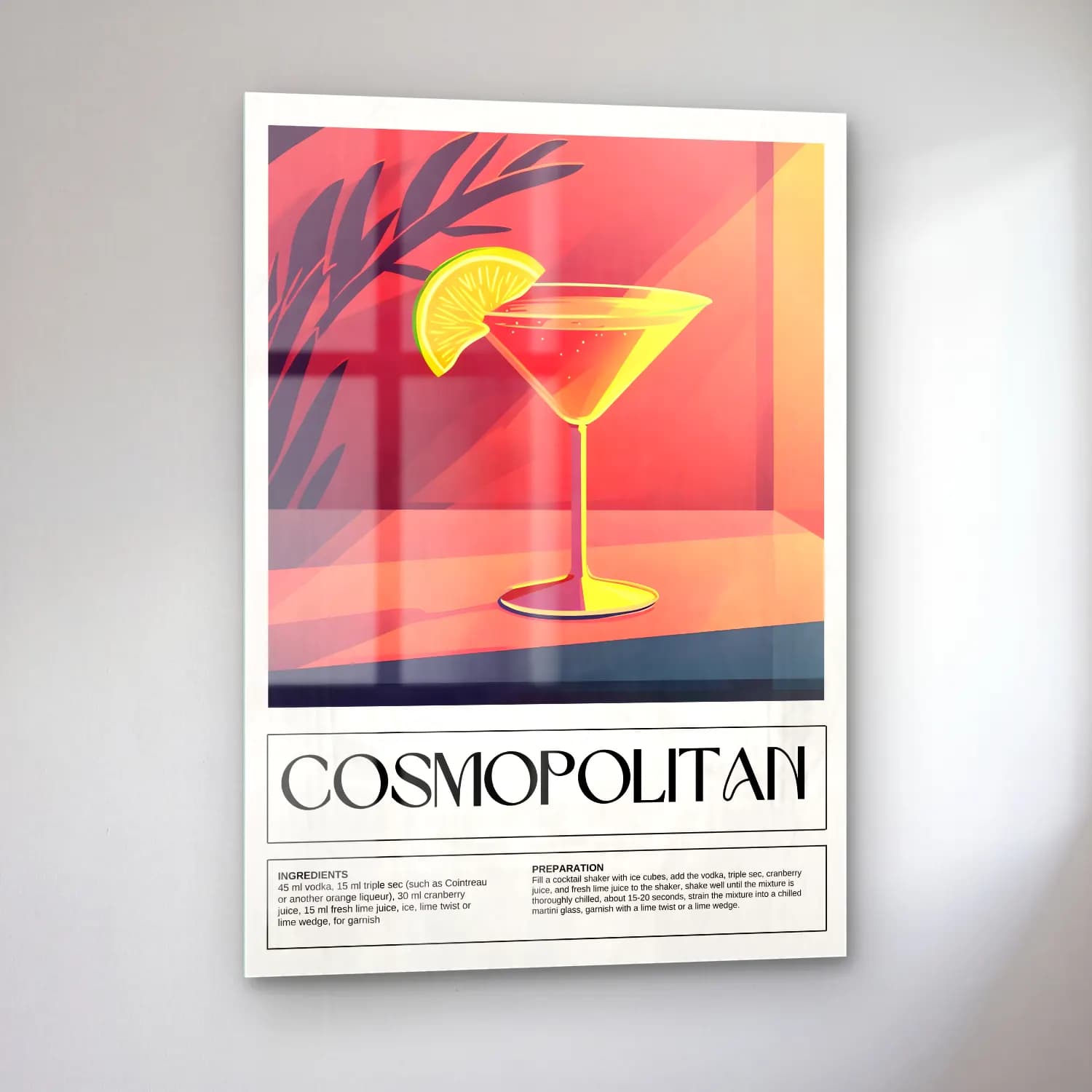 Vintage Poster Kokteyl No. 17 cam tablo — sol açıdan görünüm