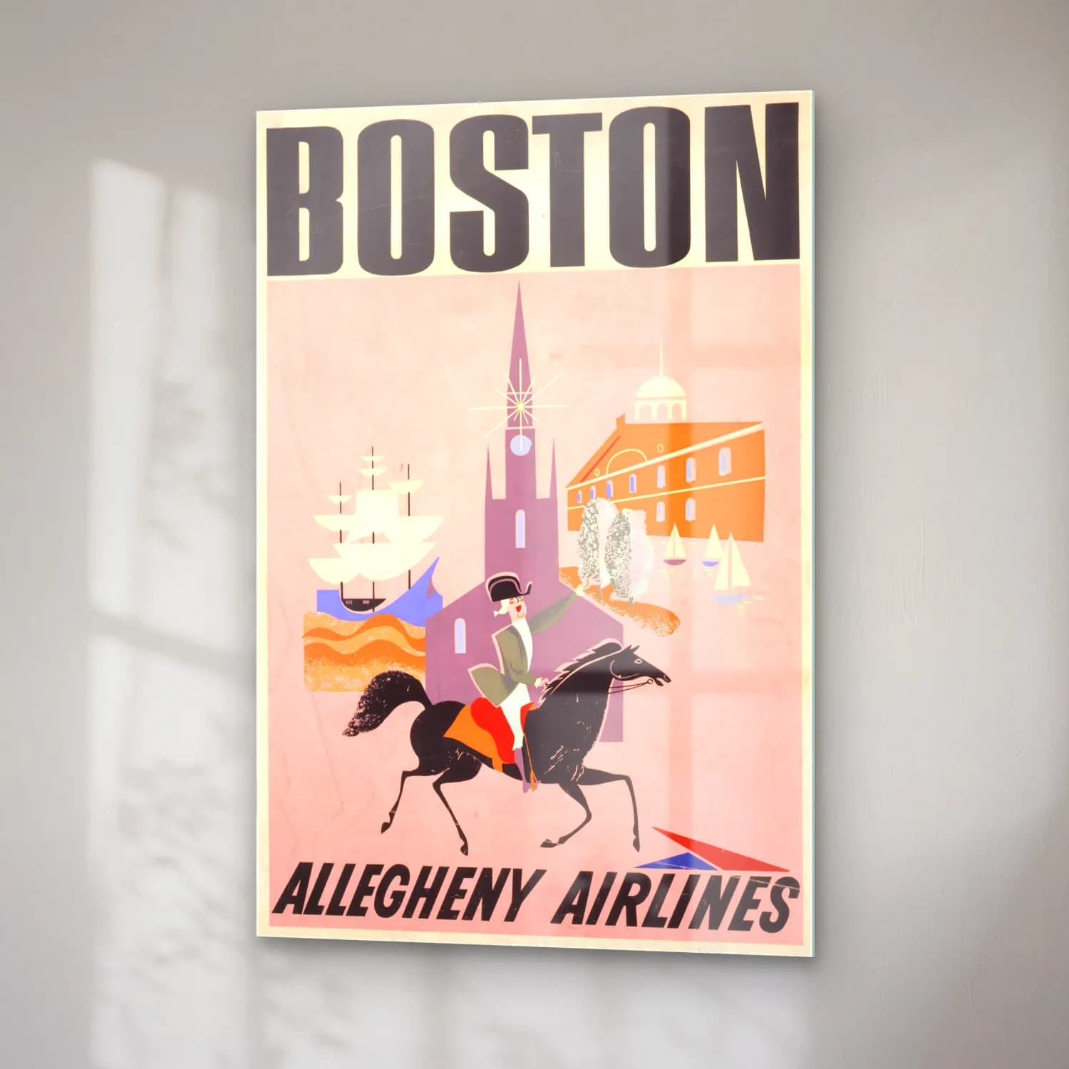 Vintage Poster Atlı No. 3 cam tablo — sağ açıdan görünüm