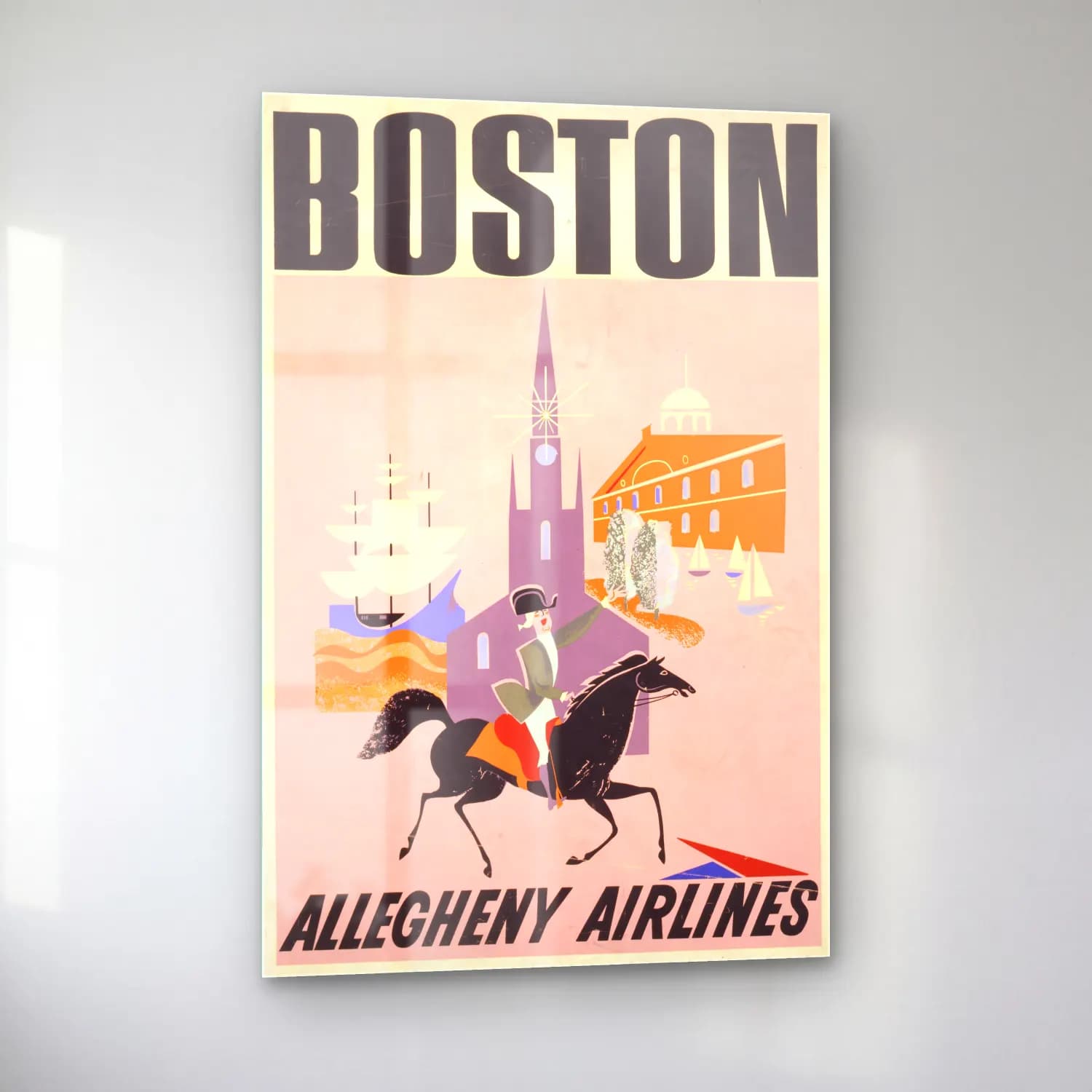 Vintage Poster Atlı No. 3 cam tablo — sol açıdan görünüm