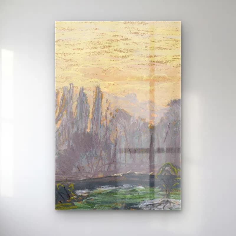 Claude Monet – Winter Landscape with Evening Sky (ca. 1870 – 1880) cam tablo — Claude Monet – Winter Landscape with Evening Sky (ca. 1870 – 1880) — empresyonist soyut manzara