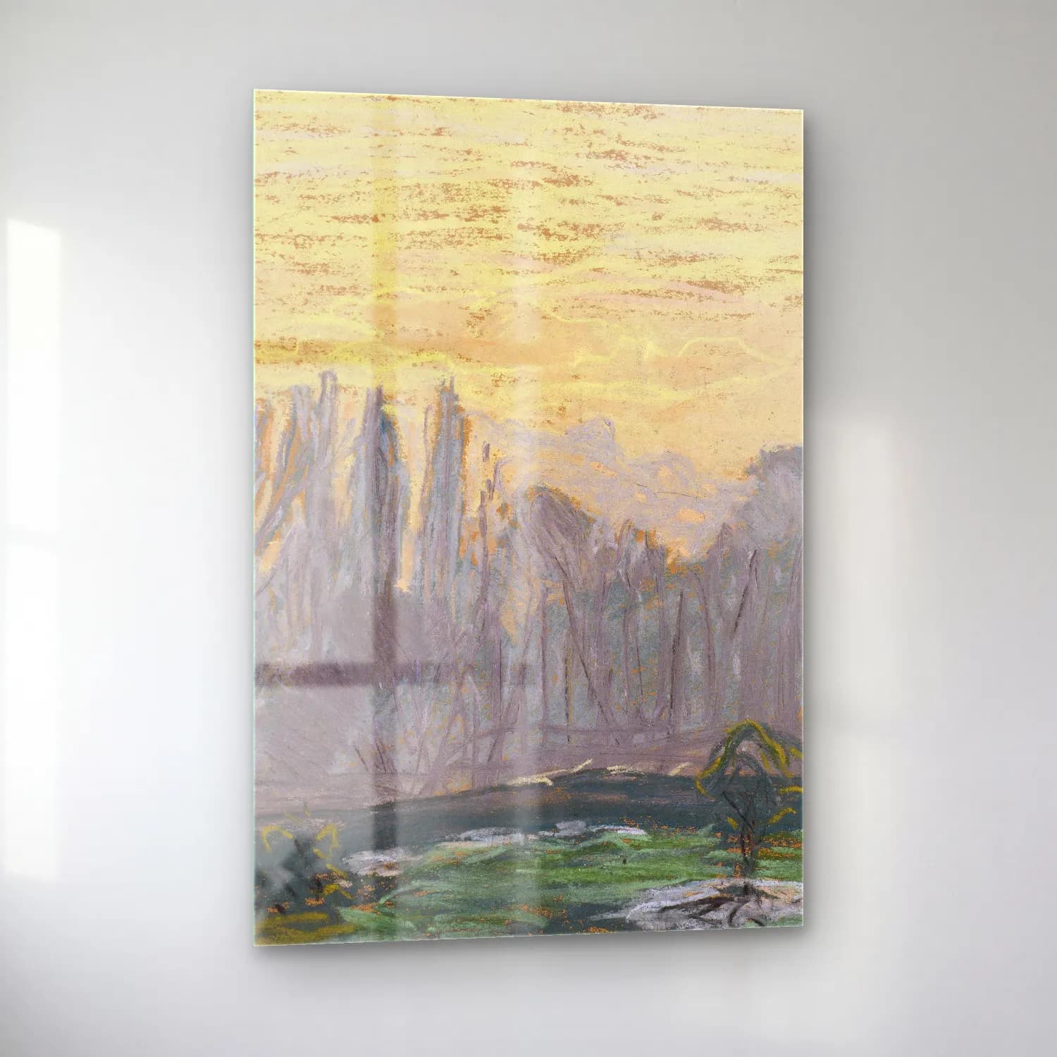 Claude Monet – Winter Landscape with Evening Sky (ca. 1870 – 1880) cam tablo — sol açıdan görünüm