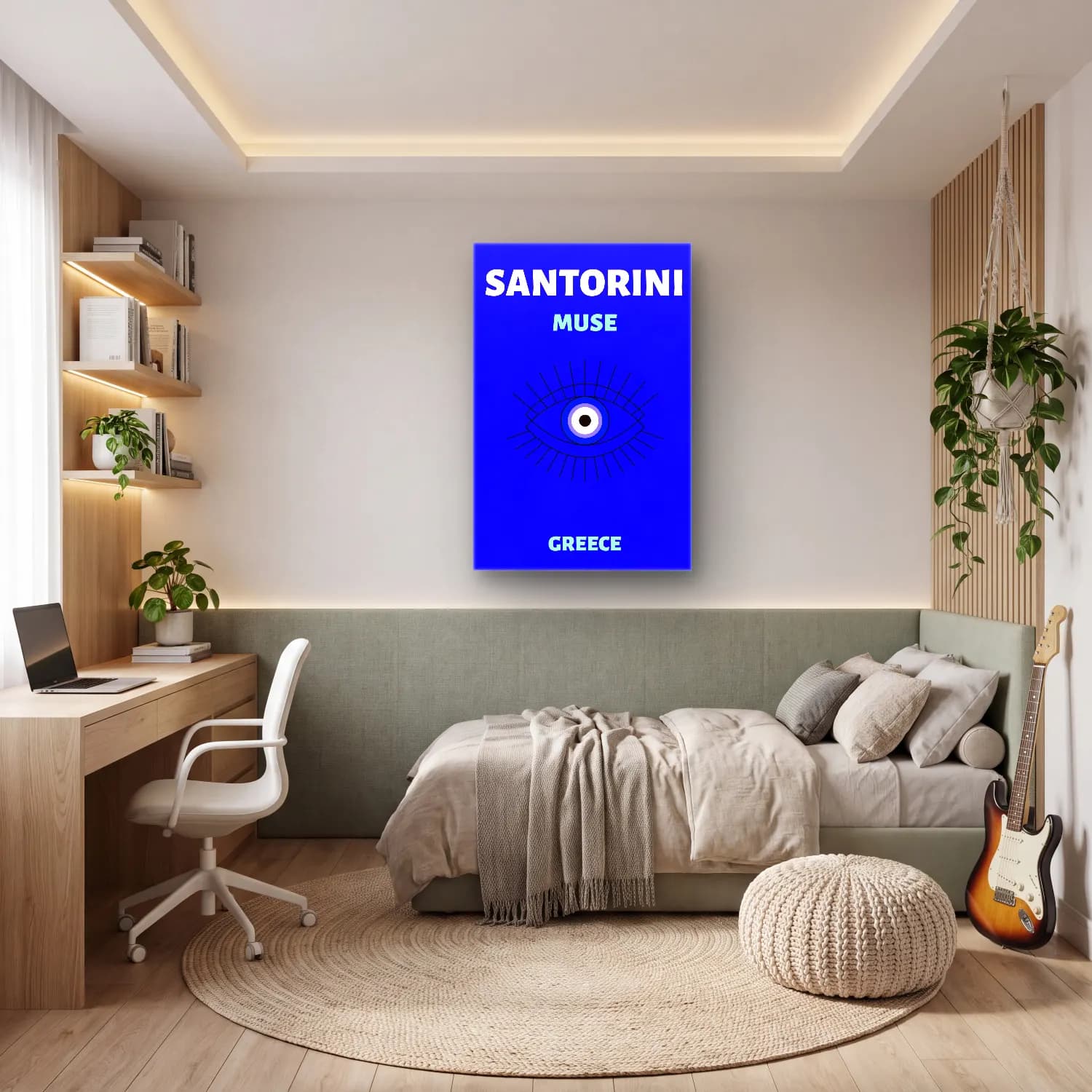 Çizgi Sanatı Çizgi Yüz No. 23 cam tablo — genç odasında